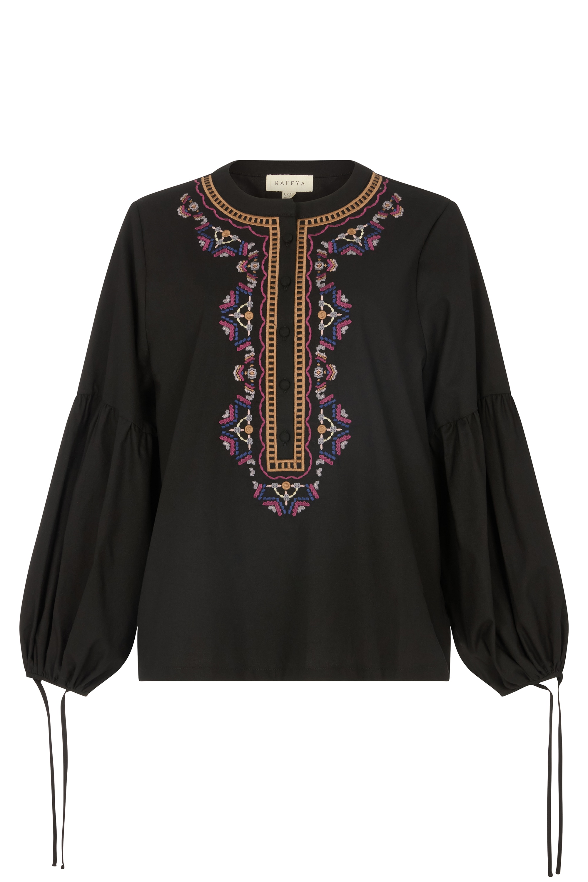 RAFFYA Hemdbluse "Anai Half Placket Embroidered Blouse Damen" günstig online kaufen