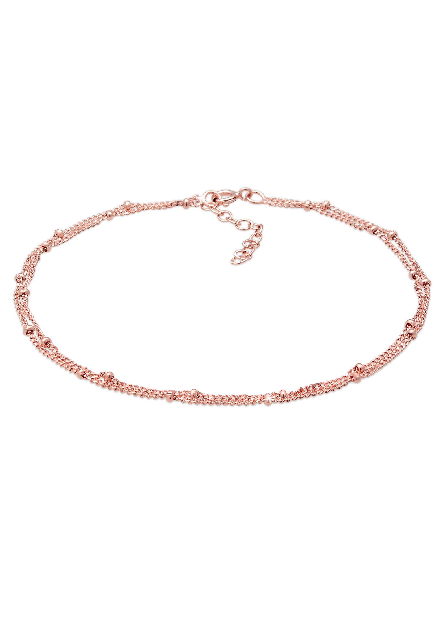 Elli Fußkette Fußkette mit Kugeln zeitlos 925 Silber Damen roségoldfarben 22 cm