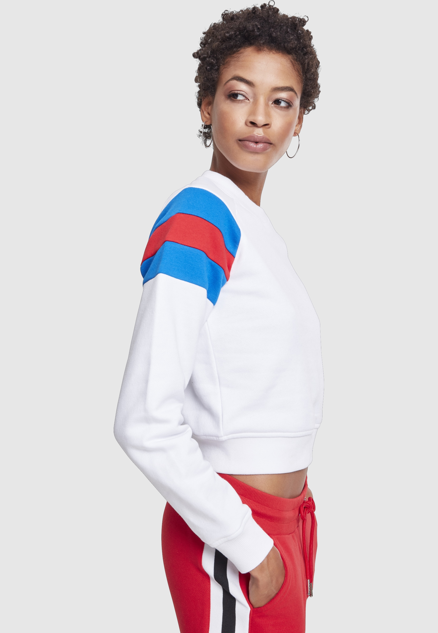 URBAN CLASSICS Sweatshirt »Urban Classics Damen Ladies Sleeve Stripe Crew«, 1 Stk.
