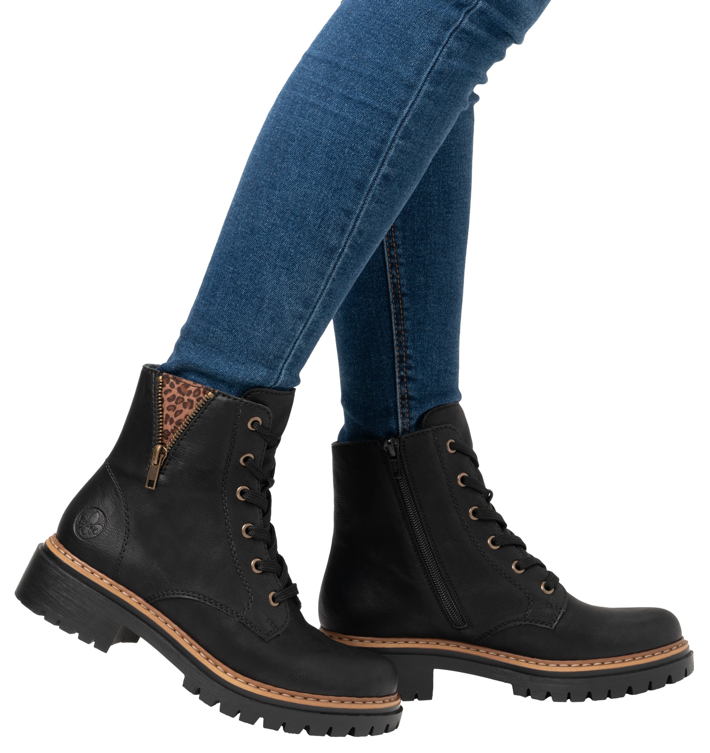Rieker Schnürstiefelette, Schnürboots, Blockabsatz, mit praktischem Innenreißverschluss