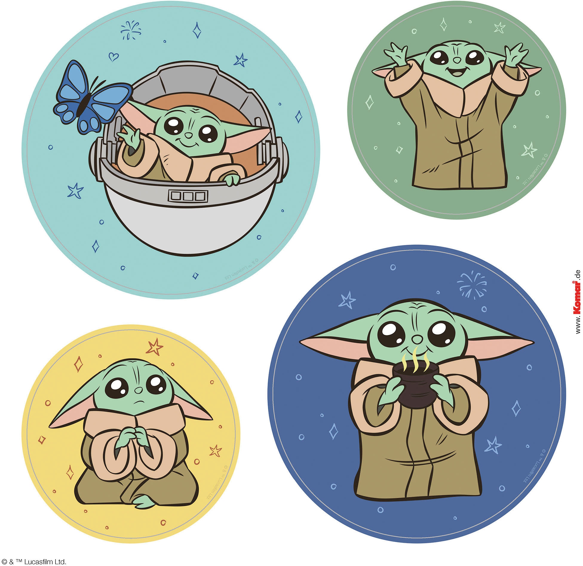 Komar Fensterbild »Grogu - Padawan Bubbles - Größe 30 x 30 cm, 2 Bogen« Fenstersticker, selbsthaftend