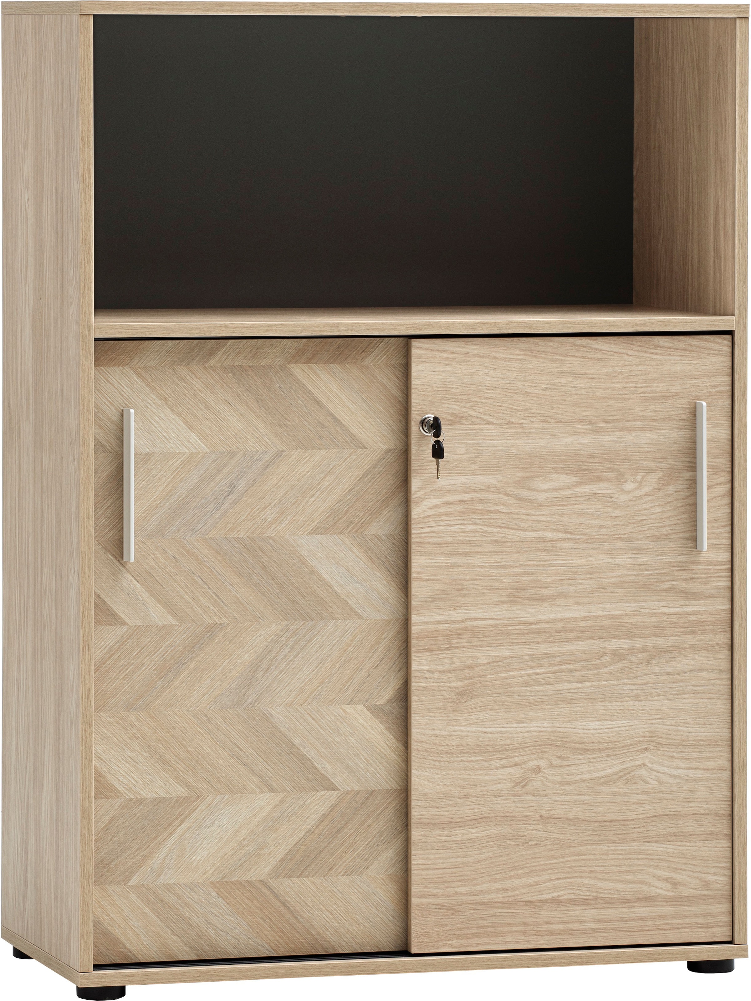 Schildmeyer Schiebetürenschrank "AREZZO, Aktenschrank abschließbar, Höe 150 cm, MADE IN GERMANY" 1 Stk. tlg. Linke Tür in Fischgräten Dekor, MADE IN GERMANY