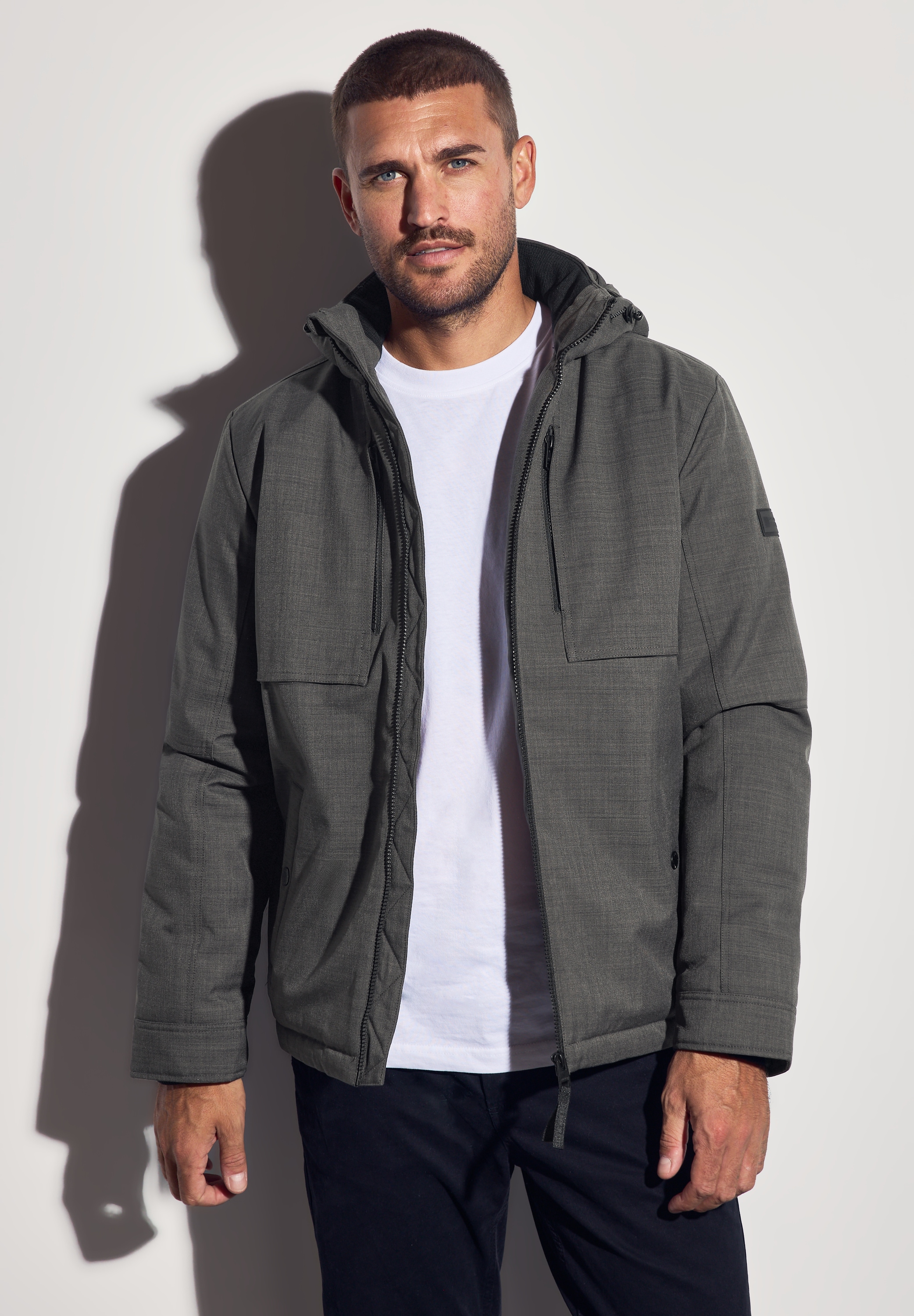 STREET ONE MEN Funktionsjacke, mit Kapuze, mit abnehmbarer Kapuze günstig online kaufen