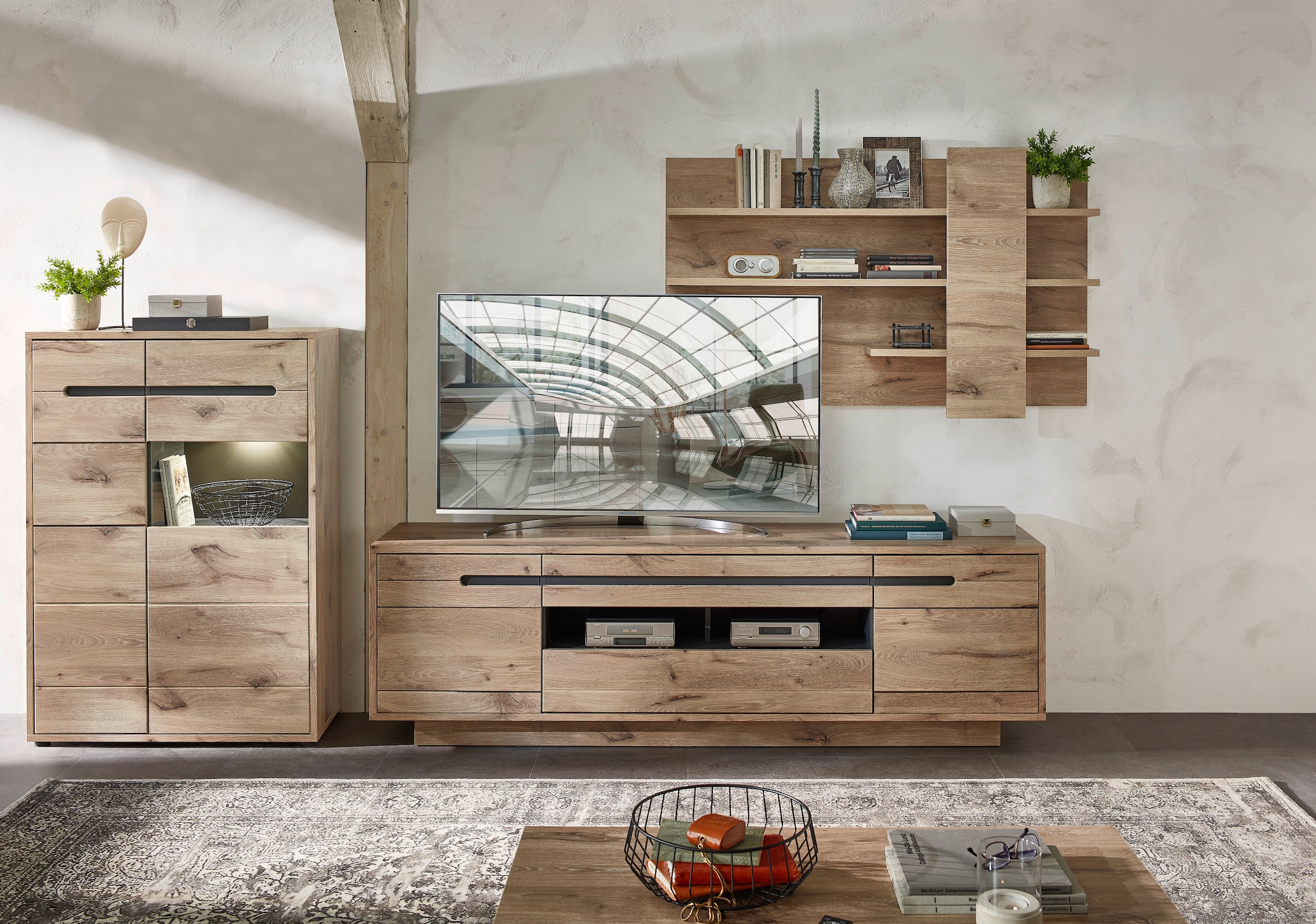 Innostyle Wohnwand "BELLANO" Komplett-Set, 3 Stk. tlg. inkl. LED-Beleuchtun günstig online kaufen