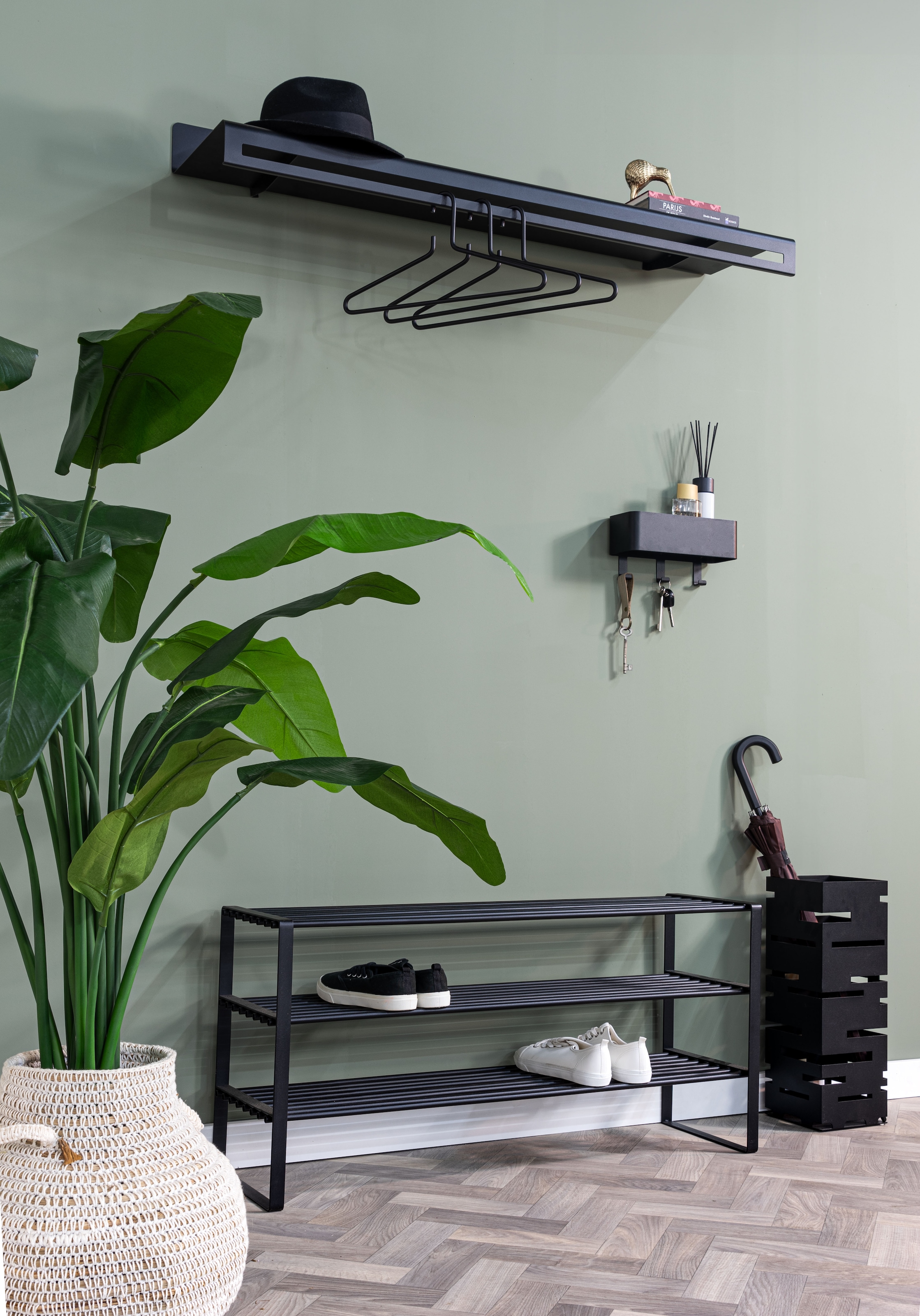 Spinder Design Garderobenleiste "SWAY 120" 2-in-1 Wandregal + Garderobe günstig online kaufen