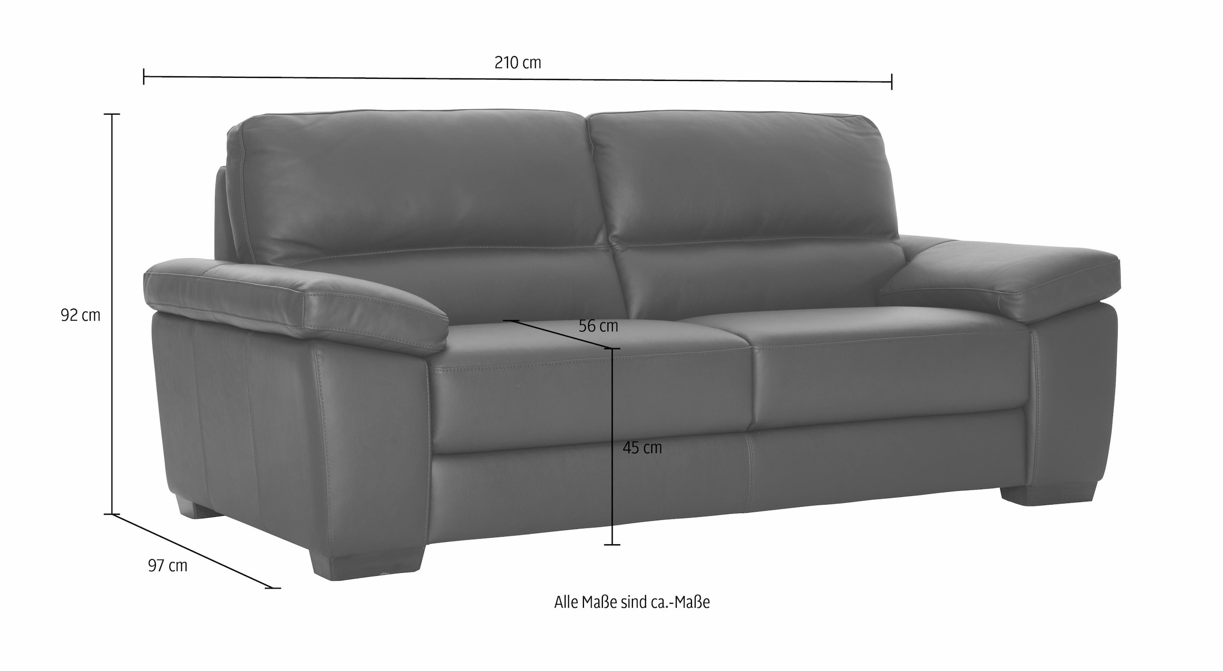 CALIA ITALIA 3-Sitzer »Gaia, hochwertiges Ledersofa mit erstklassigem Sitzkomfort«, edles Design, in zwei hochwertigen Lederqualitäten