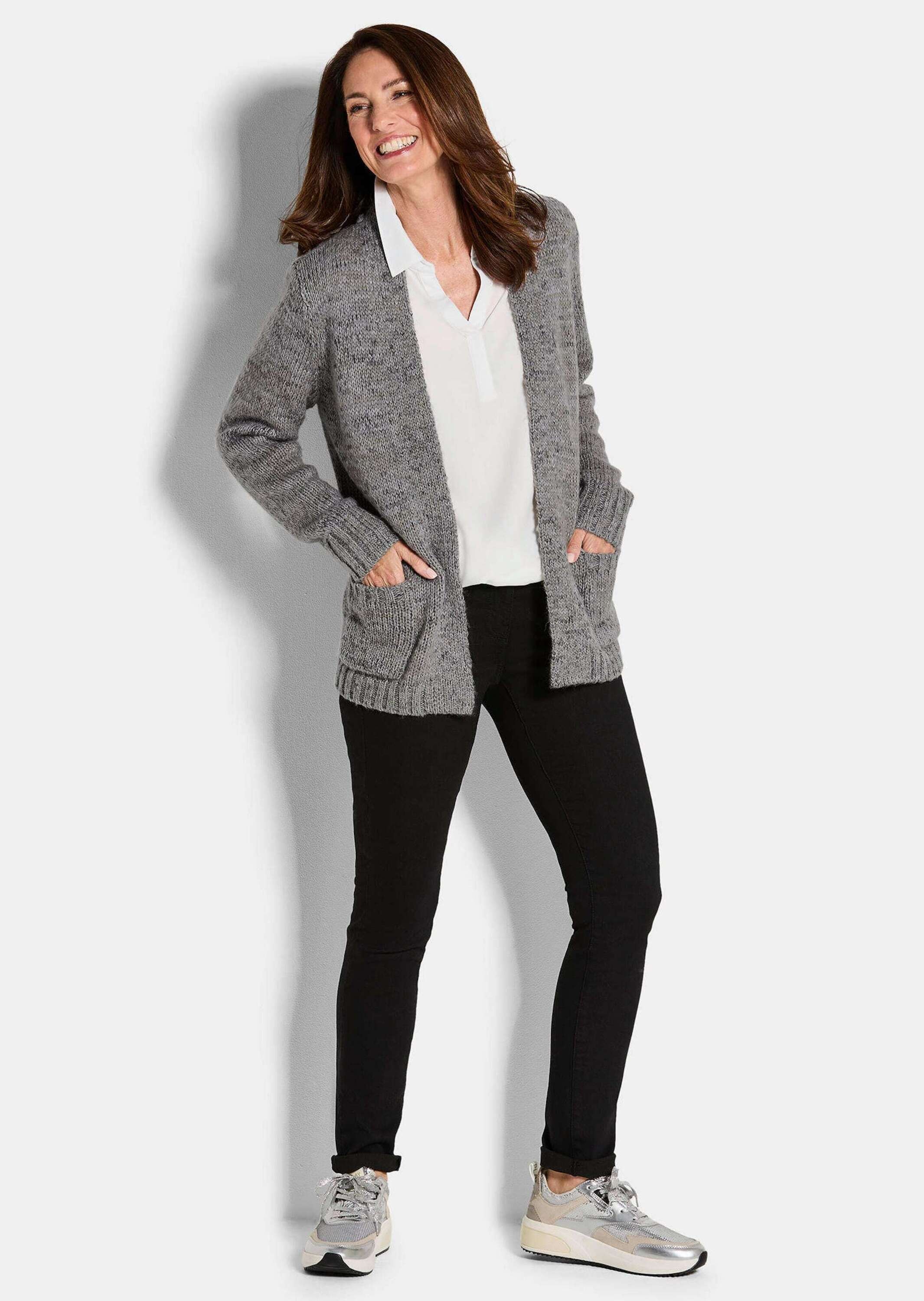 GOLDNER Strickjacke "Kurzgröße Langarm Melange-Cardigan, flauschig" Melange günstig online kaufen