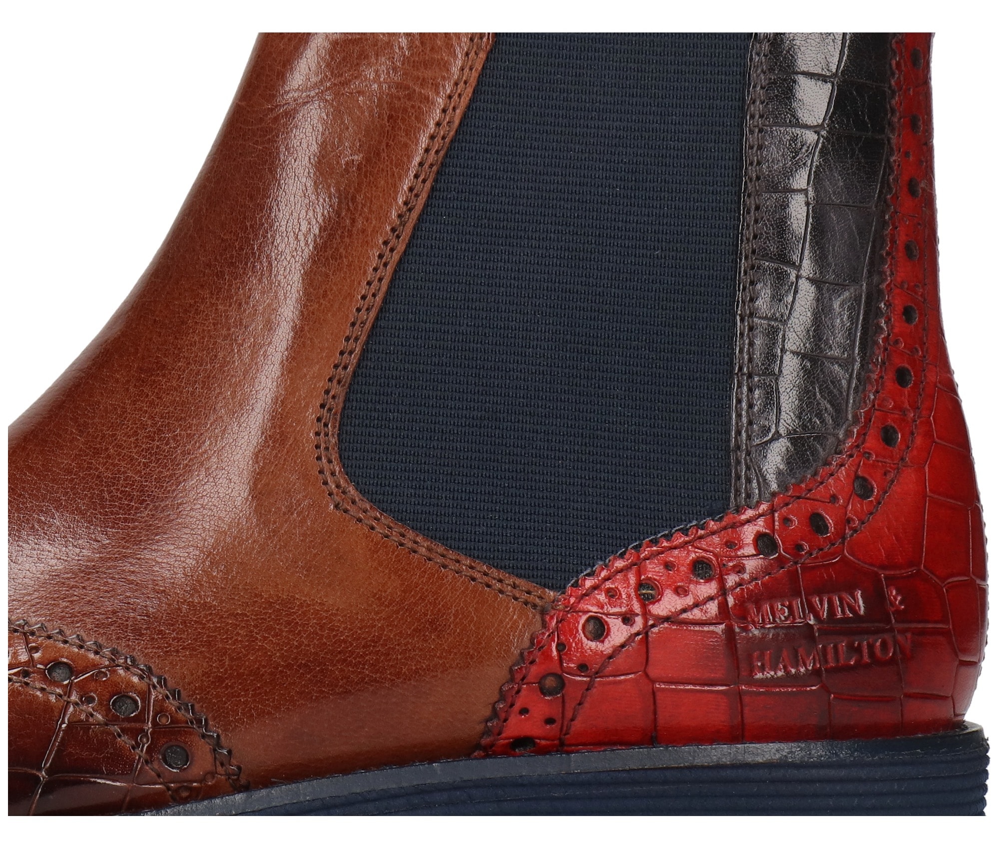 Melvin & Hamilton Chelseaboots »Selina 6 - vegetabil gegerbt«, Brogue, Anzugschuh, Stiefelette mit Lyralochung