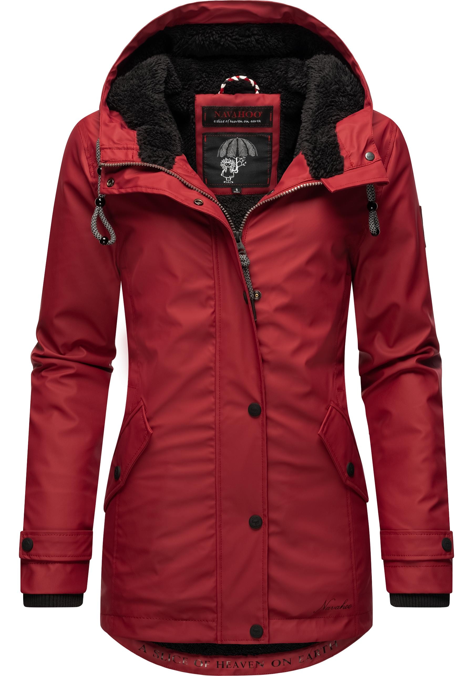 Navahoo Regenjacke "Lindraa", mit Kapuze, stylische wasserdichte Outdoorjacke mit Teddyfell