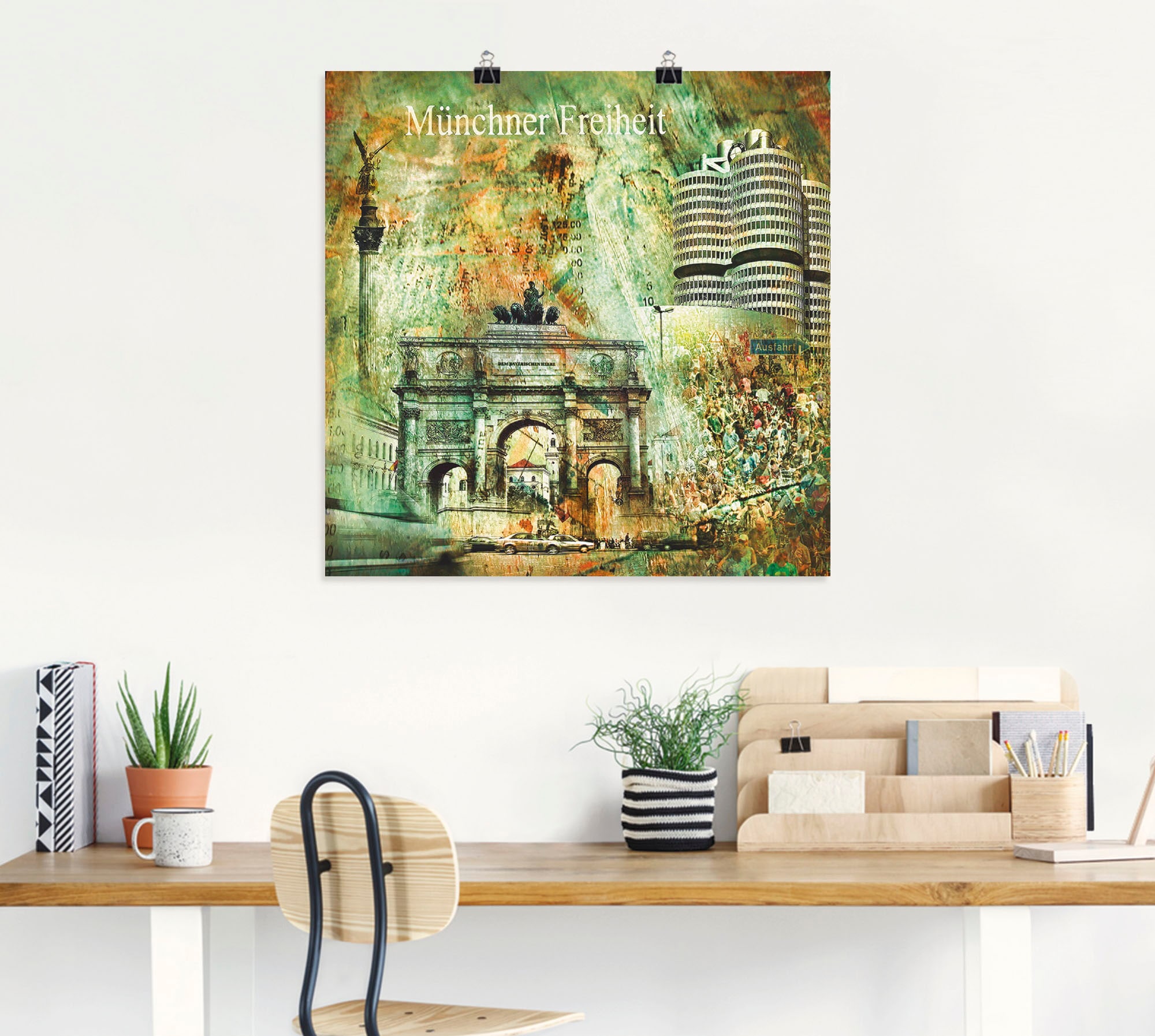 Artland Wandbild »München oder Poster Größen bestellen Abstrakte 03«, Wandaufkleber Skyline versch. Leinwandbild, | Elemente, (1 BAUR Collage in St.), als Architektonische