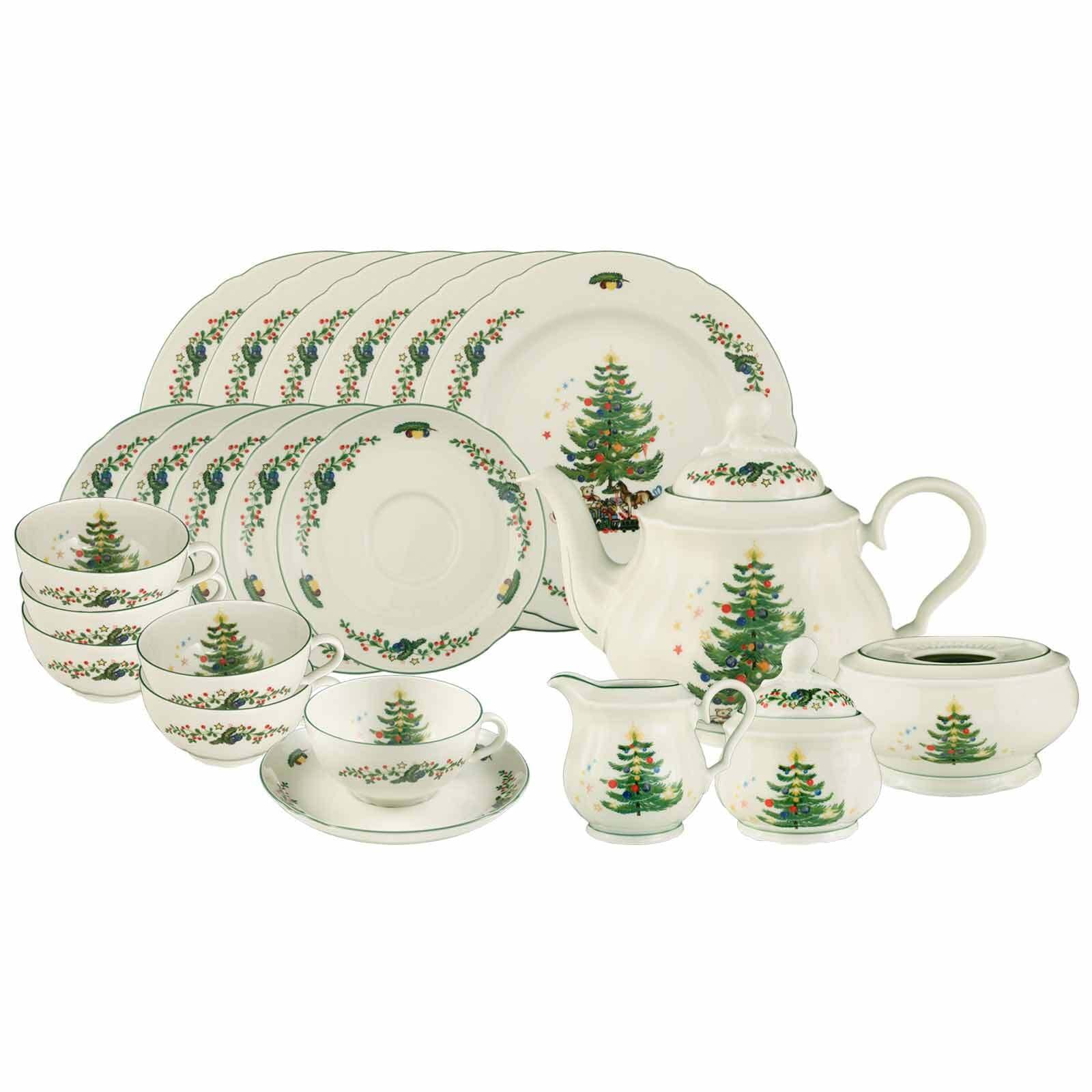 Seltmann Weiden Geschirr-Set "Teeservice Marieluise Weihnachten 22er Set bunt" Spülmaschinenfest, Mikrowellensicher, Ofenfest