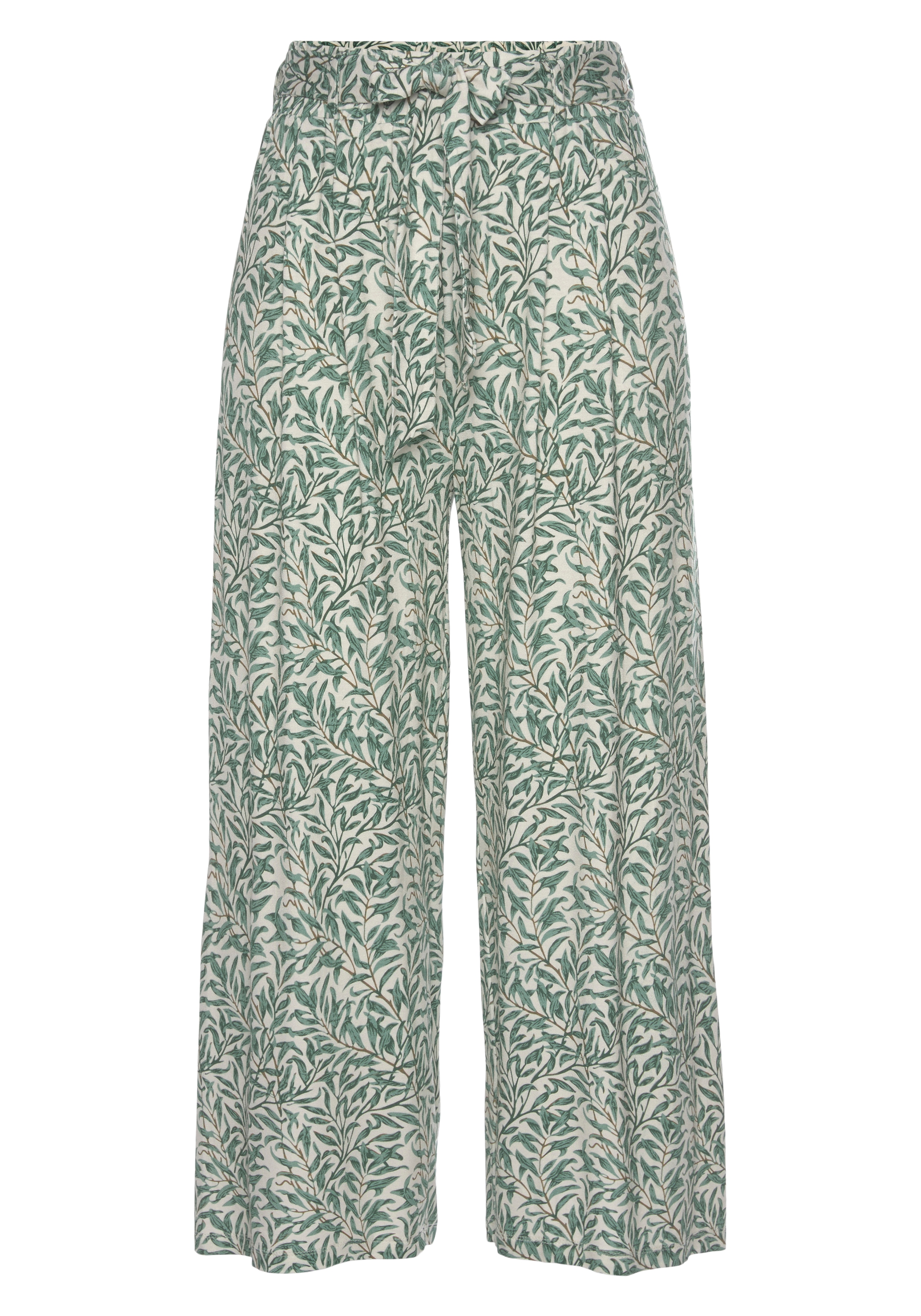 Beachtime Culotte mit Blätterdruck und Bindeband, luftig-leichte Sommerhose günstig online kaufen