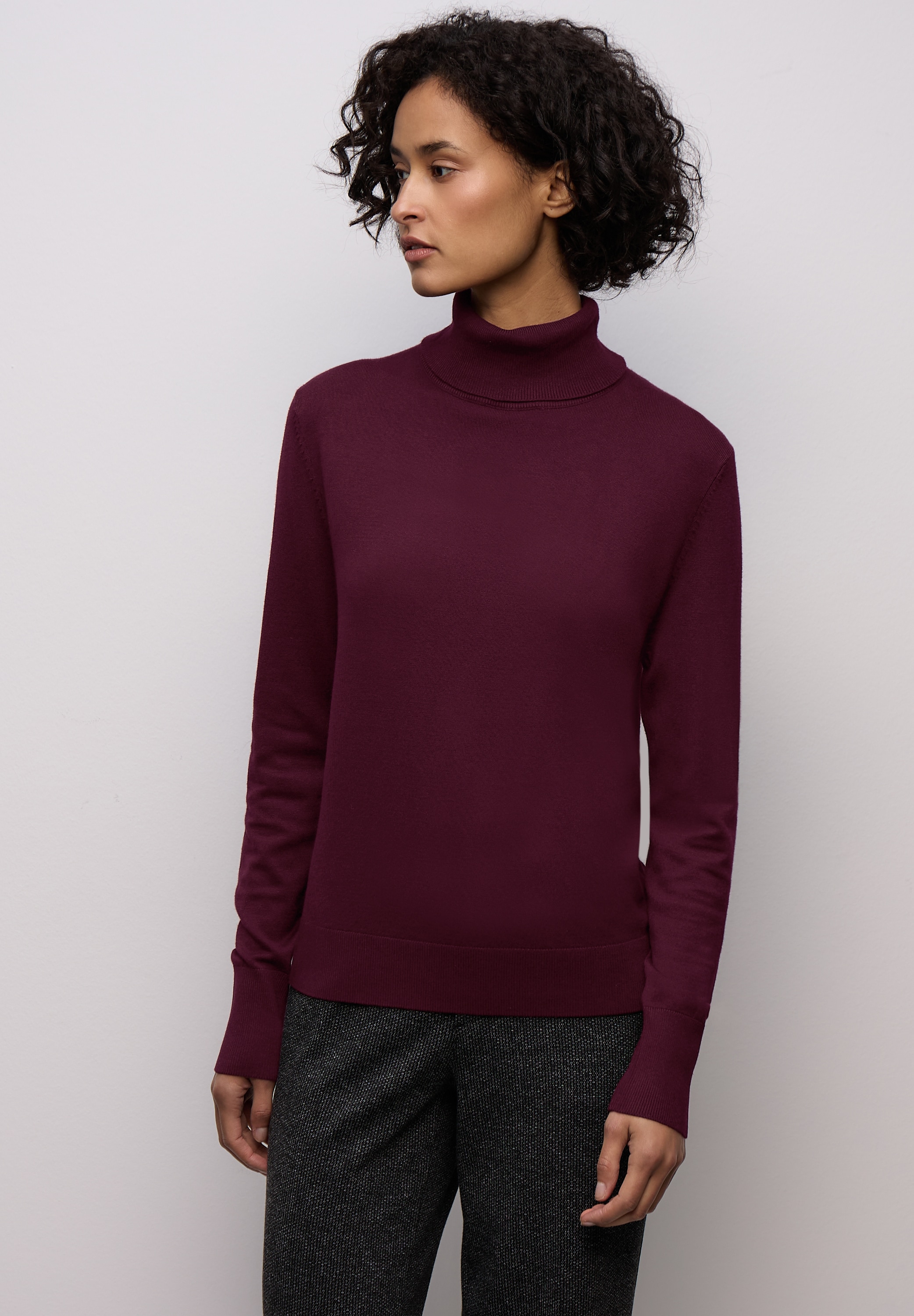 STREET ONE Rollkragenpullover mit Strick-Detail günstig online kaufen