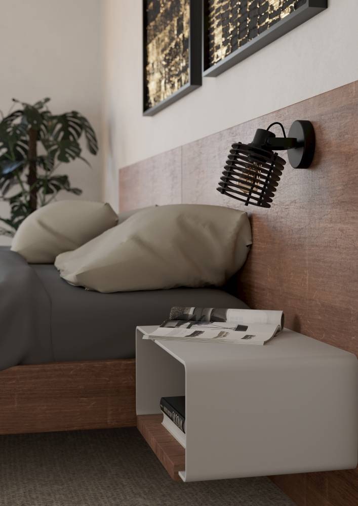 EGLO Deckenspot »SEGOVIA« E27 1 Stk. Wandleuchte, Wandspot aus Metall und Holz in Schwarz, E27 Fassung