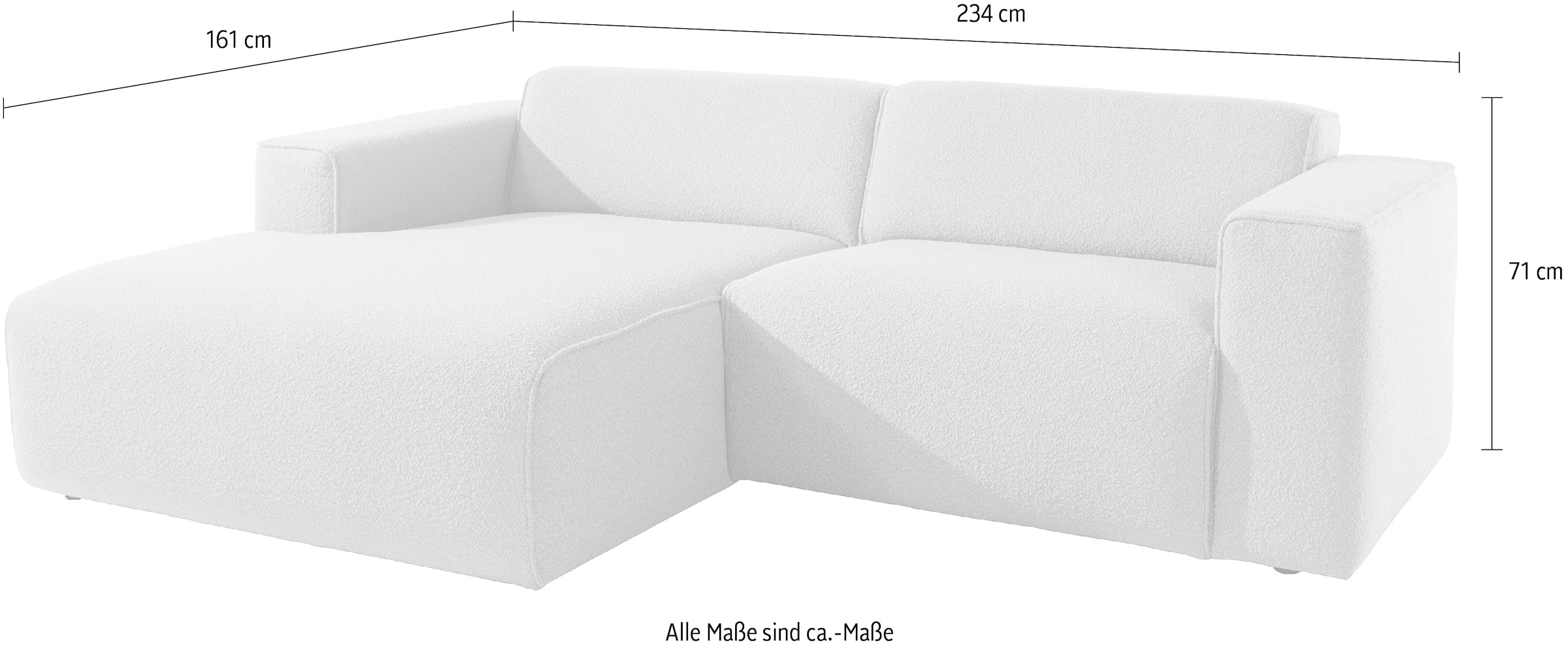 andas Ecksofa »Noord mit Kedernaht, Breite 234 cm, L-Form«, Cord, Struktur, Webstoff, mit Wellenunterfederung, Massivholzrahmen