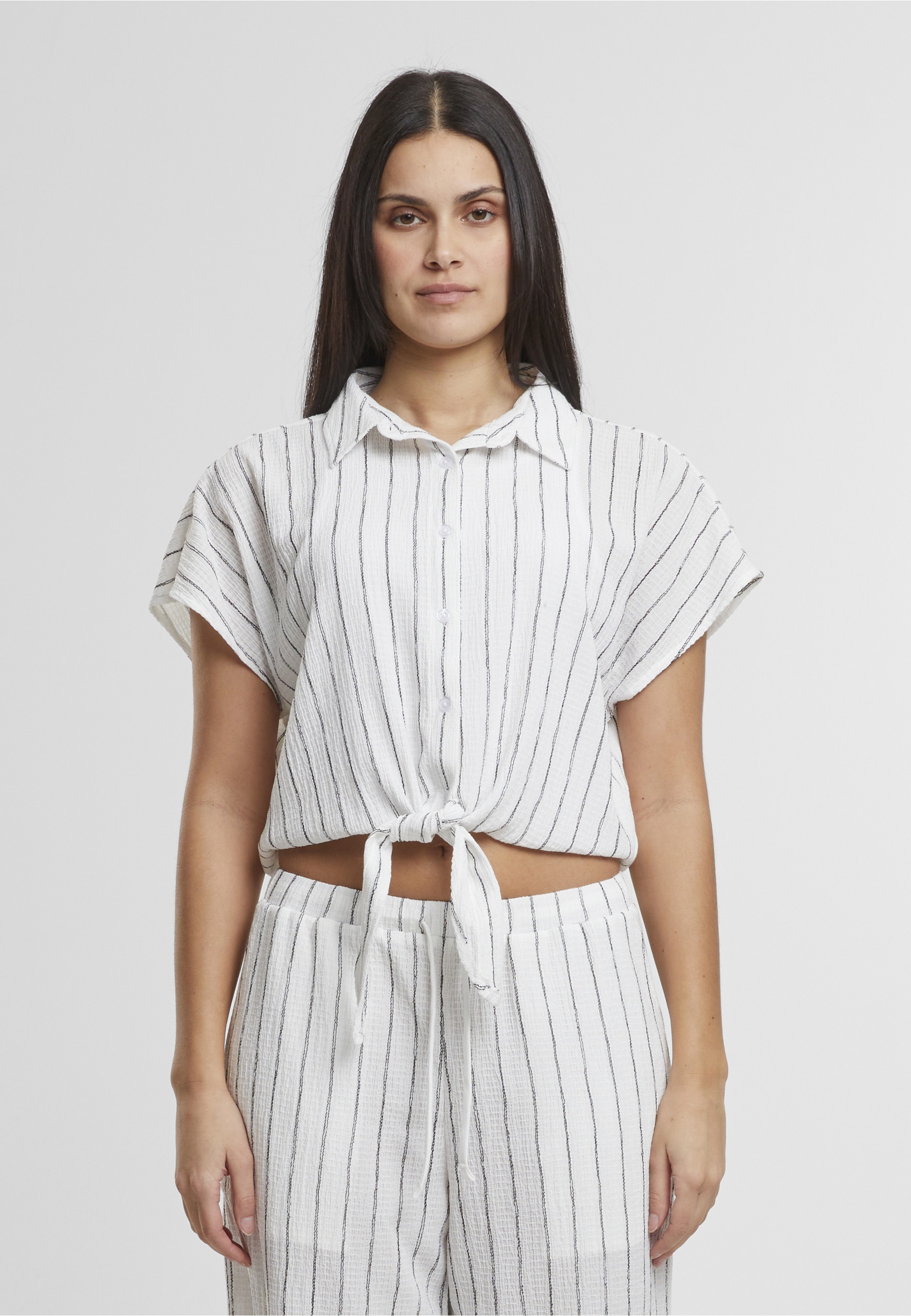 URBAN CLASSICS Klassische Bluse »Urban Classics Ladies Structured Striped Tied Blouse«