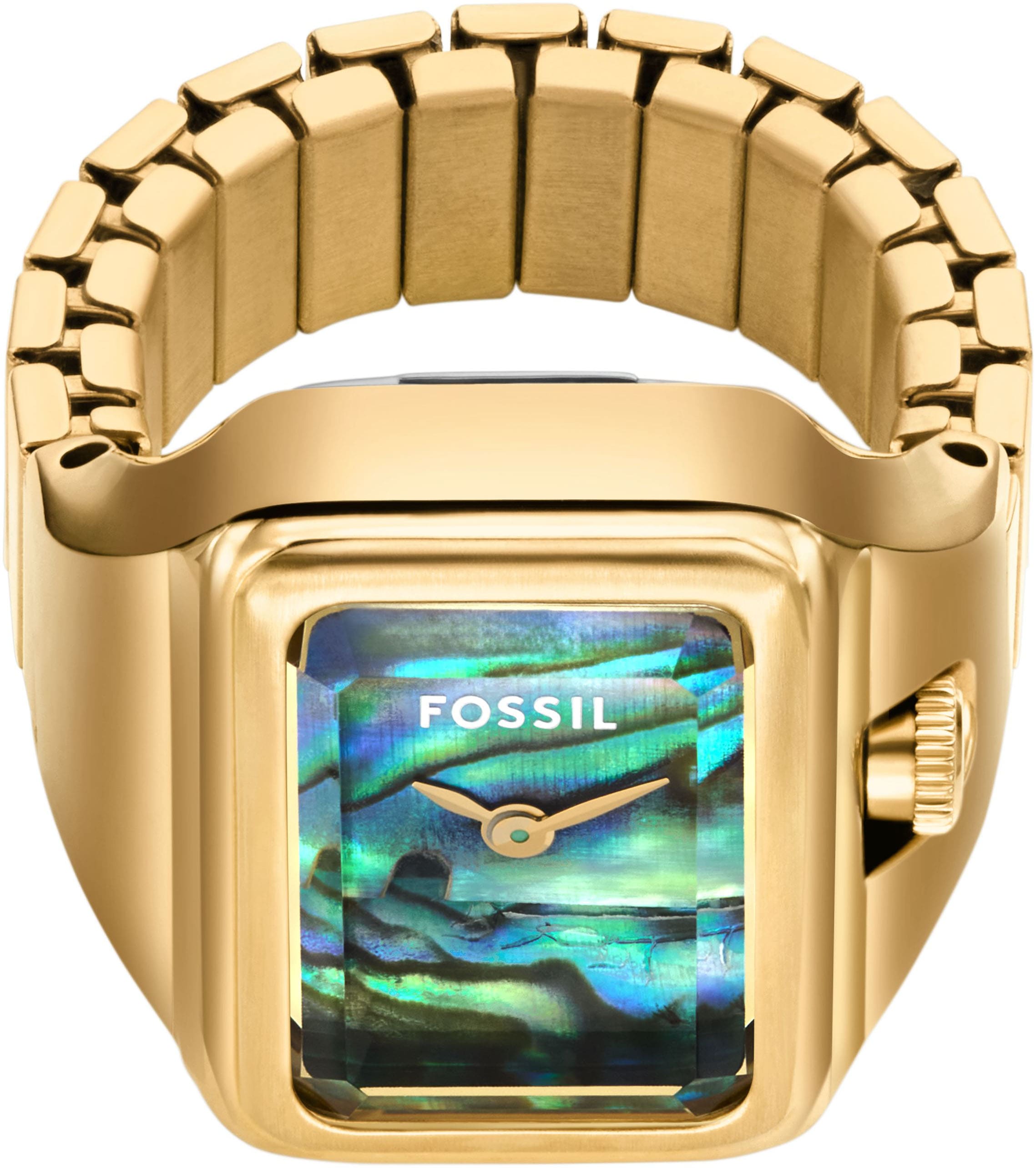 Fossil Uhrenring »RAQUEL WATCH RING«, Armbanduhr, Damenuhr, Edelstahlarmband, analog