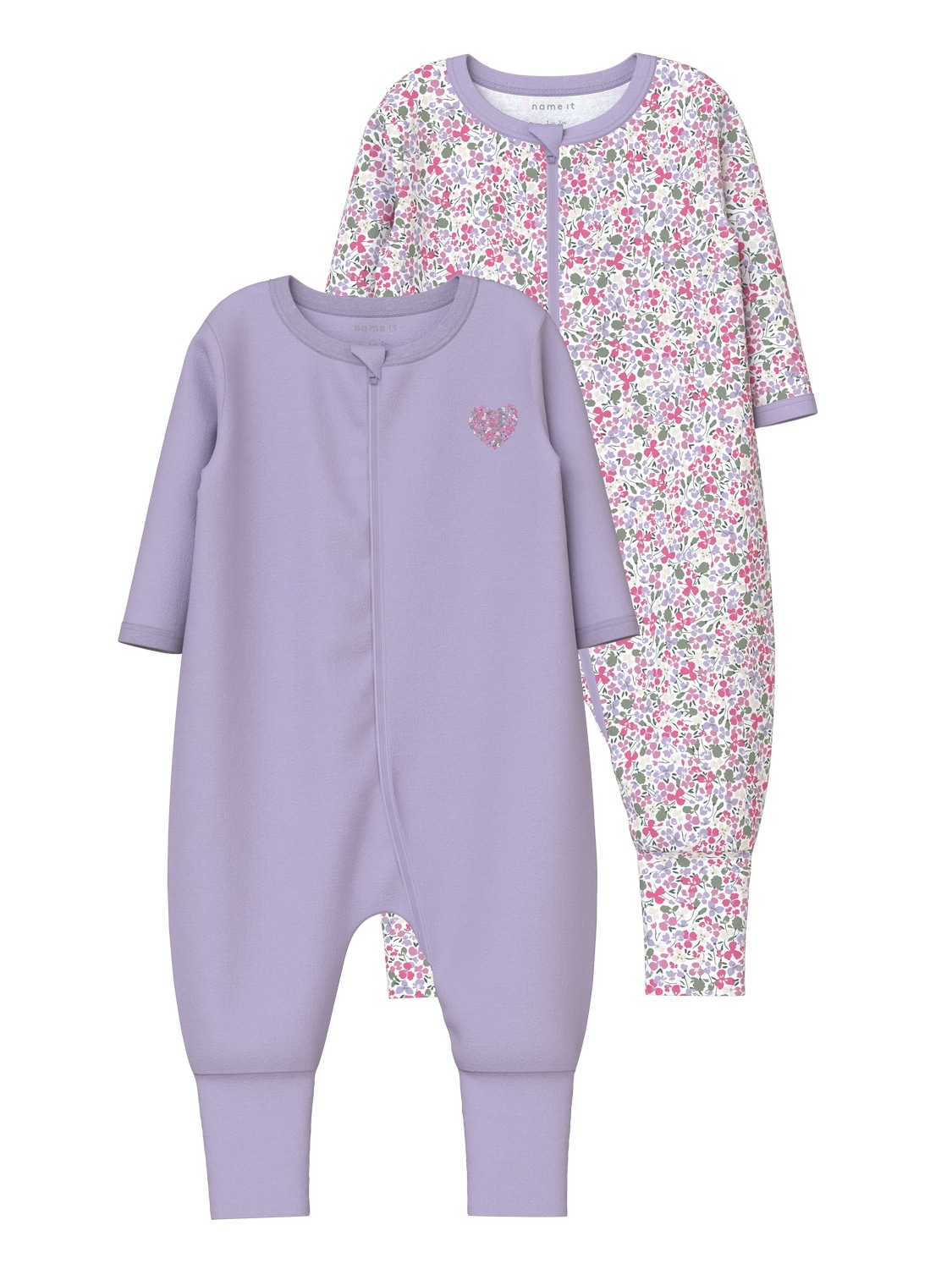 Name It Schlafanzug "NBFNIGHTSUIT 2P ZIP FF PETIT FLOWER NOOS", (Set, 2 tlg.)