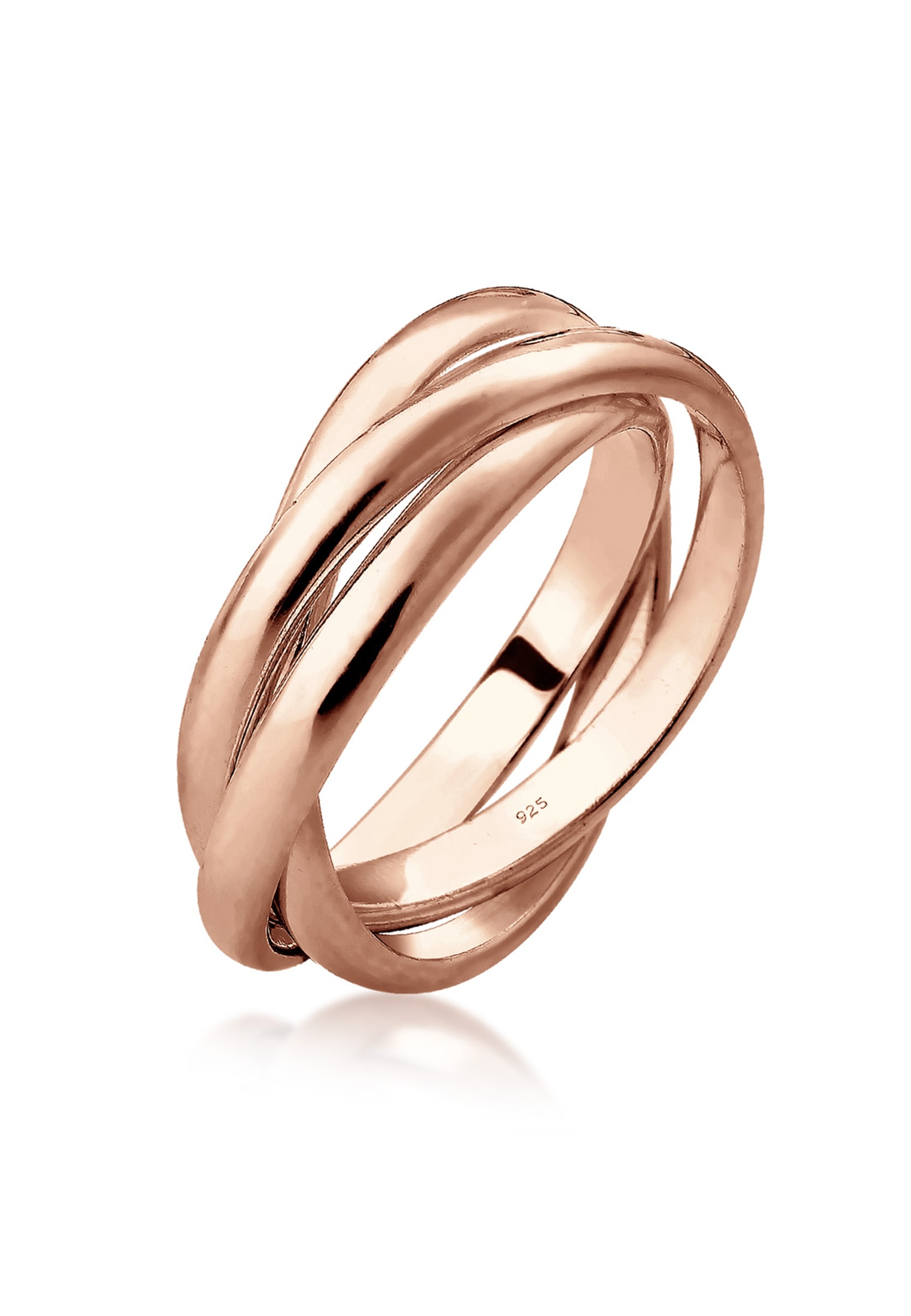 "Silberring ELLI ""Ring Wickelring Trio Trini Basic Schmuck Geschenk 925 Silber"" Gr. 54, rosa (rosegold), Fingerringe, Damen, 54, Silber 925