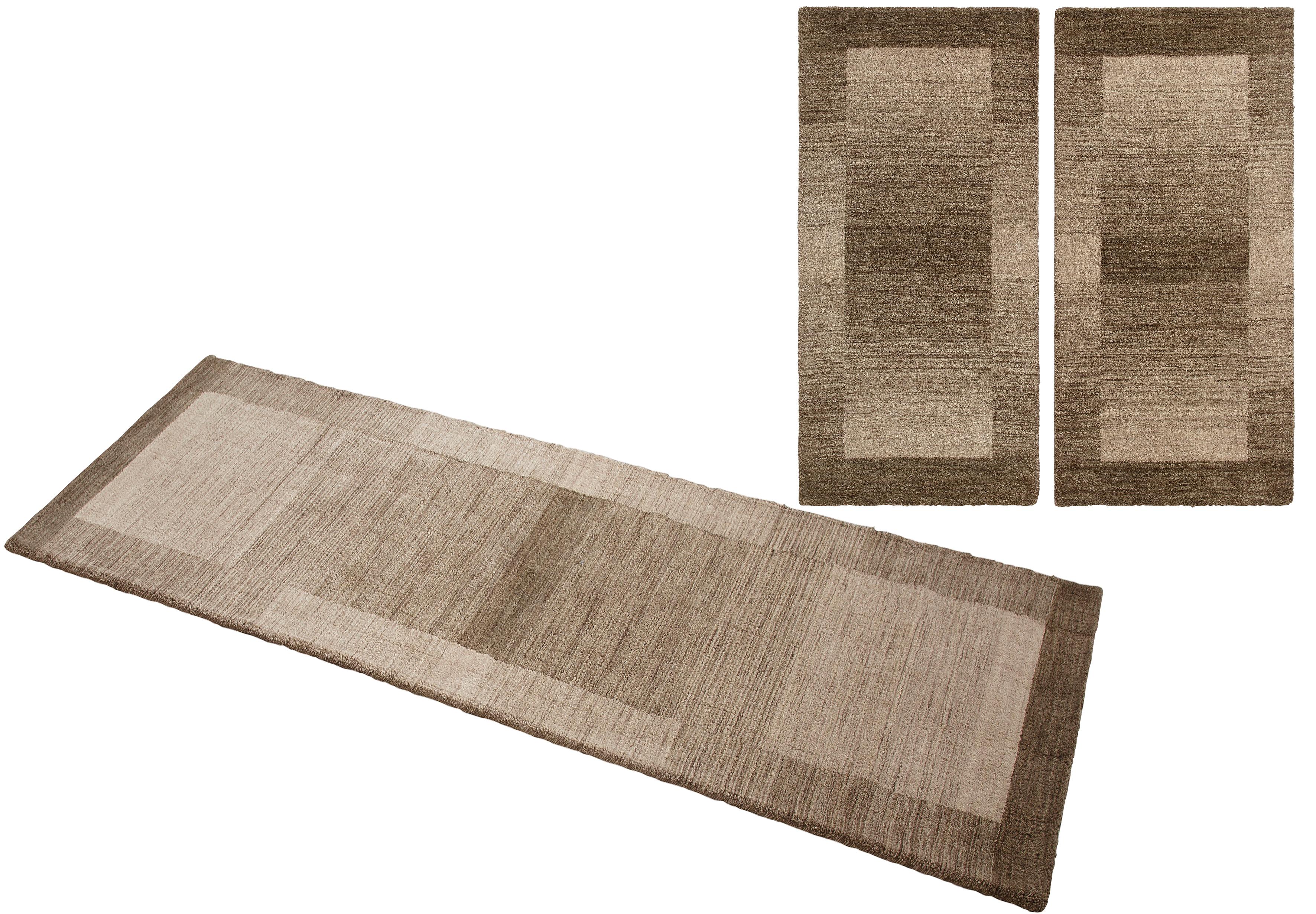 Bettumrandung THEKO, H:9mm, braun, Obermaterial: 100% Wolle, Schlafzimmer, Bettumrandungen, "Gabbeh Super, Handweb, Teppich, Bordüre, reine Wolle",