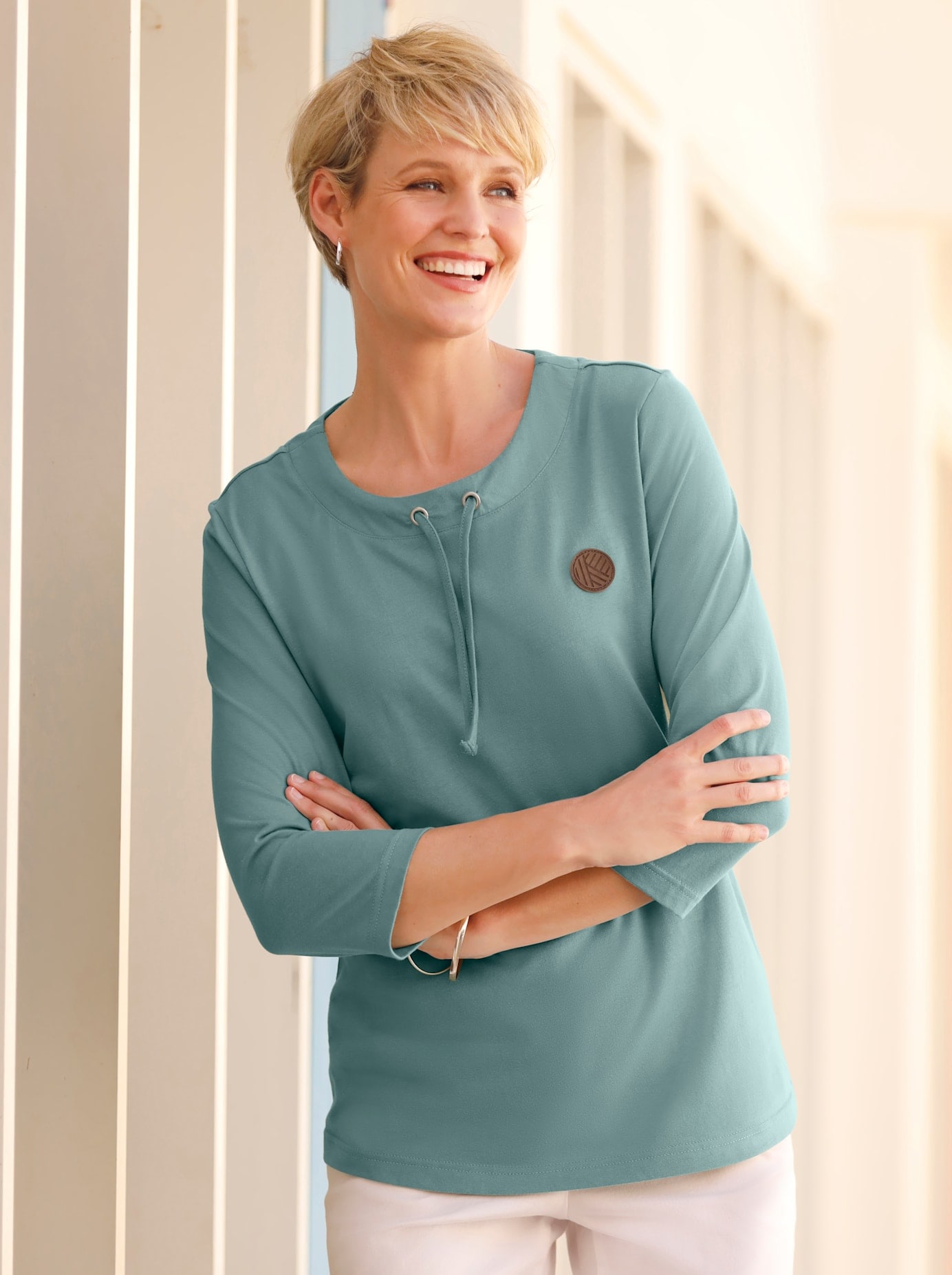 CLASSIC BASICS Damen 3/4-Arm-Shirt "3/4-Arm-Shirt"jade, Gr. 40, unifarben, 100% Baumwolle, Shirts