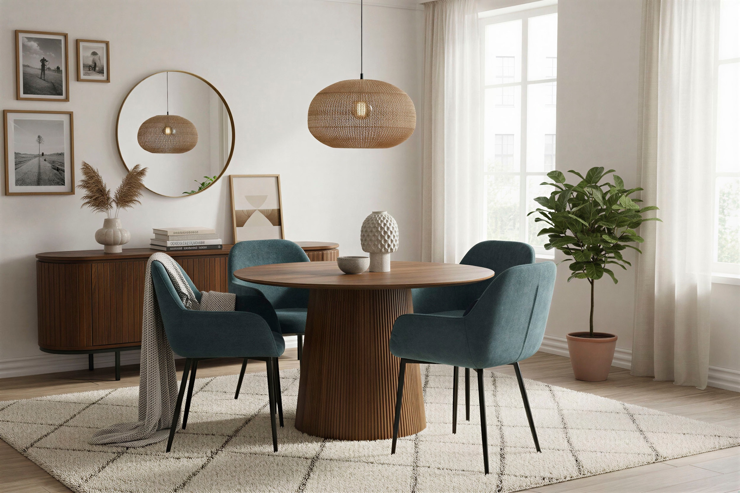 SIT Esstisch »MANGO NATURAL« mit rundem Sockelfuß im Lamellendesign