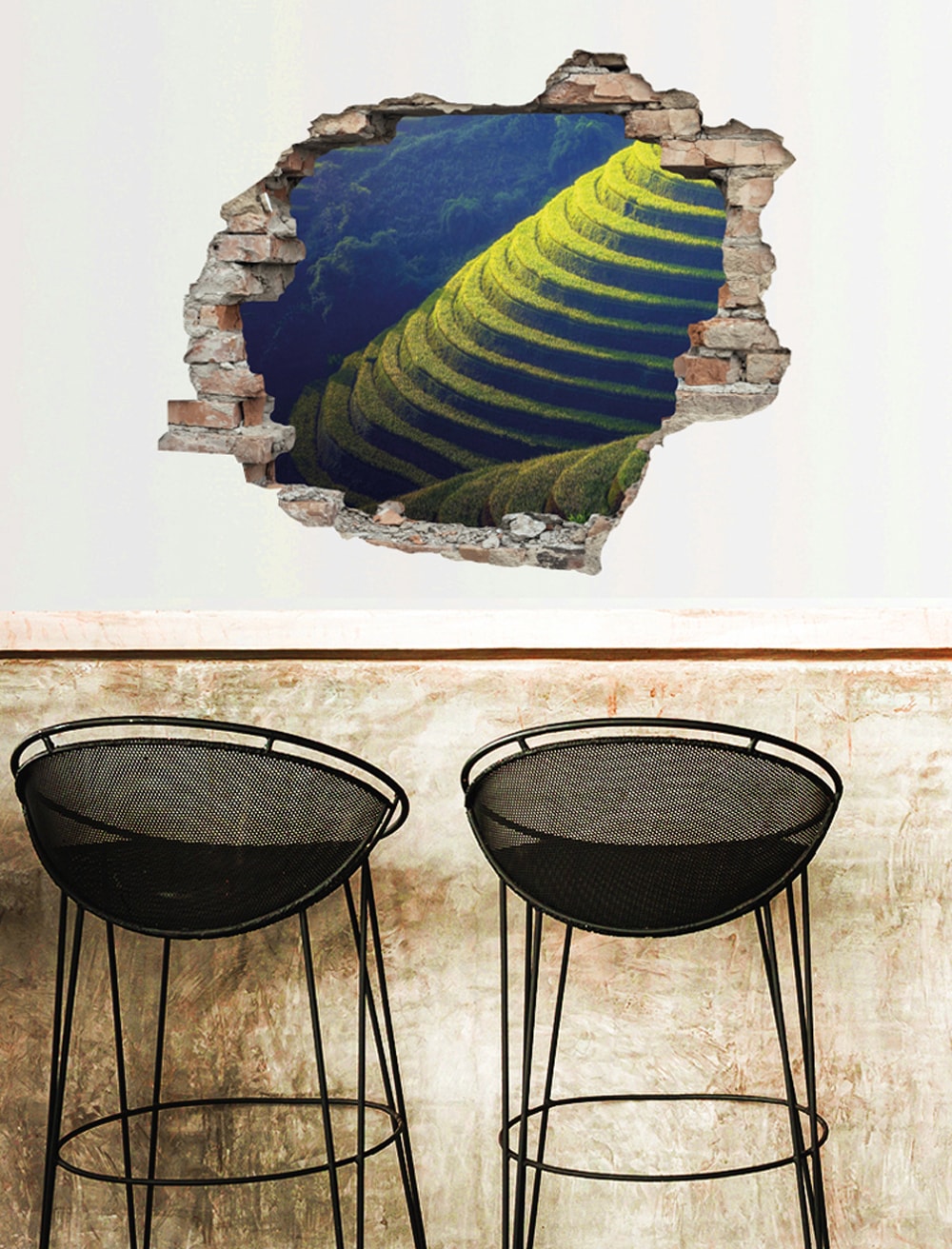 queence Wandtattoo »Hügel« Wandsticker, Wandbild, selbstklebend, 3D, Wanddurchbruch