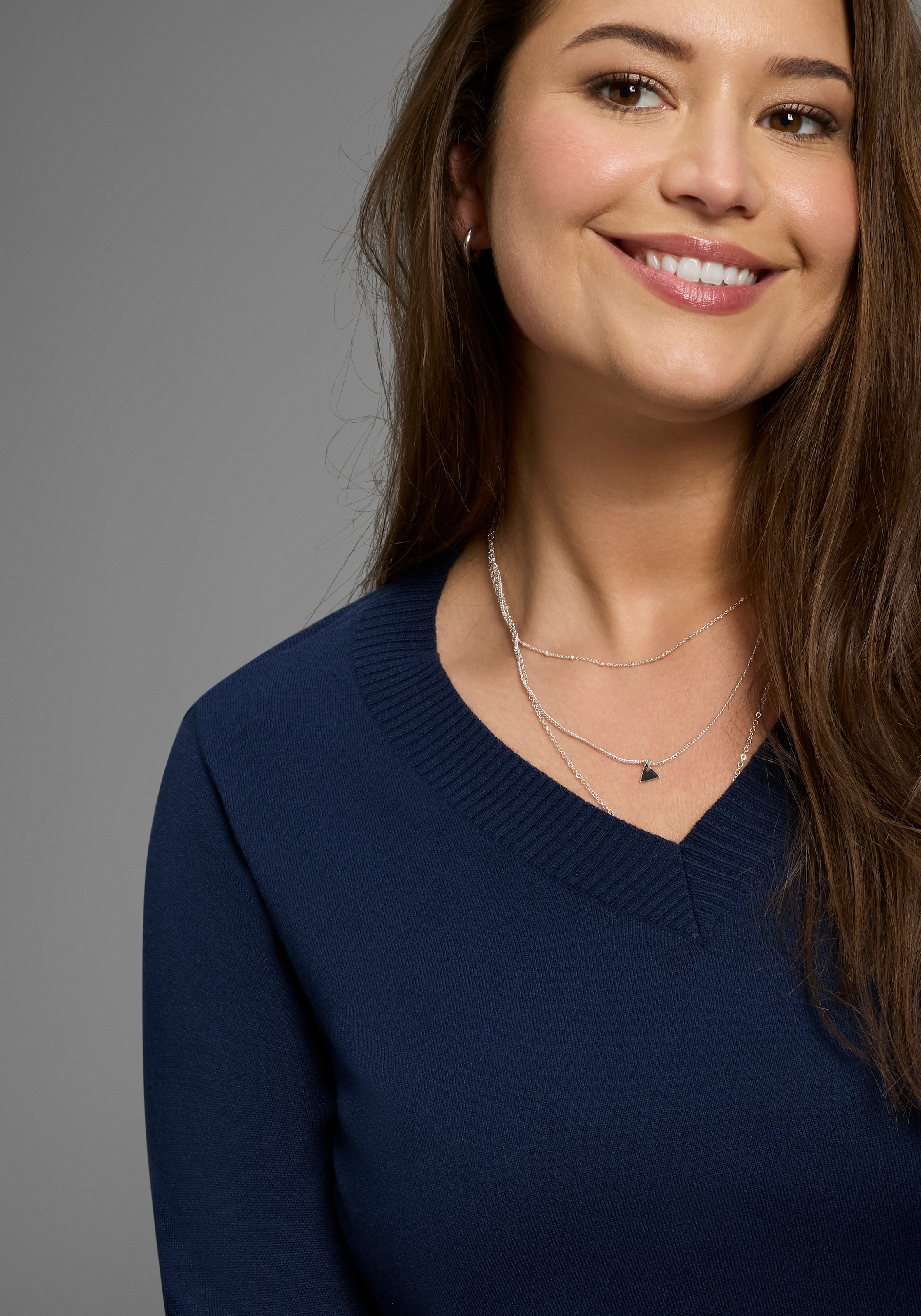 Laura Scott CURVE Strickpullover, mit V-Ausschnitt - GROSSE GRÖSSE