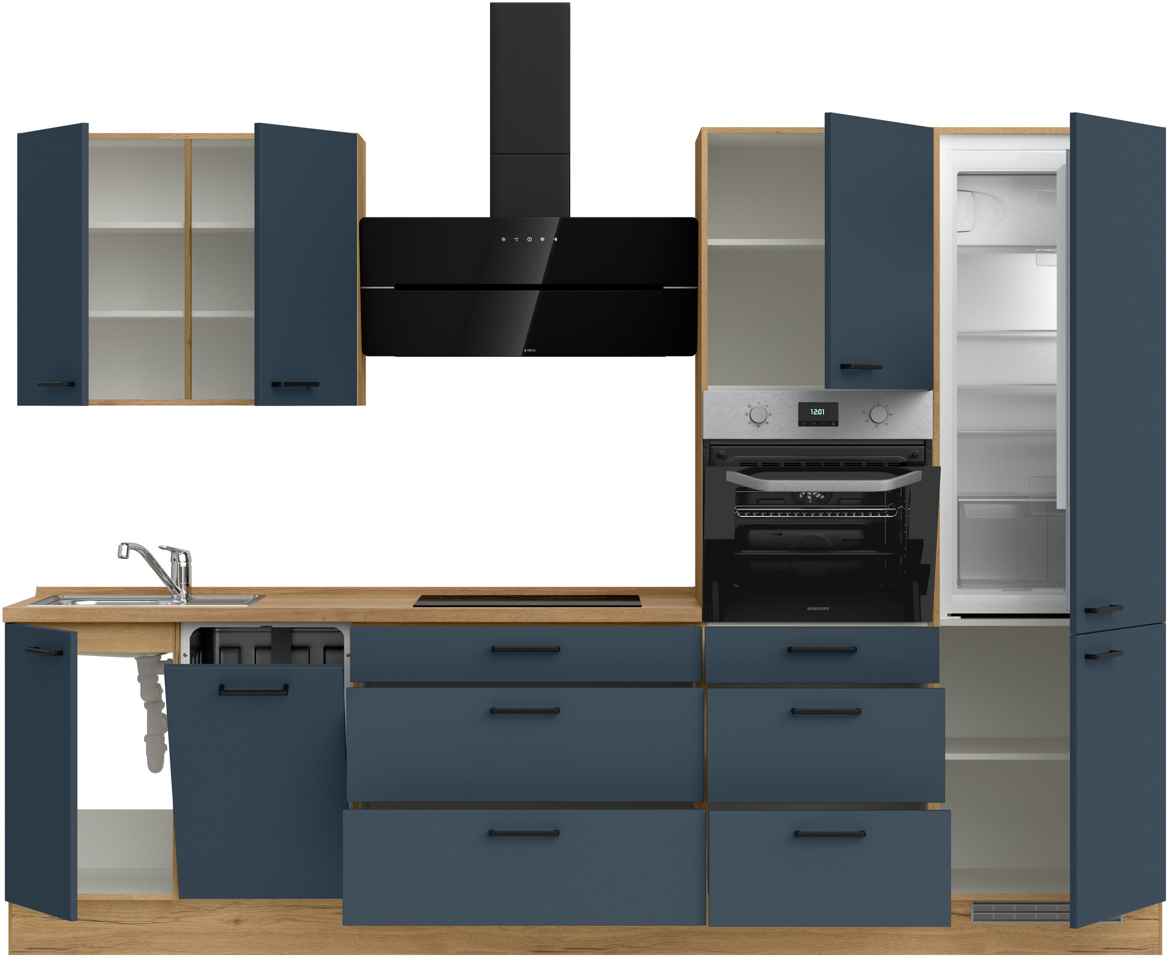 nobilia® Küchenzeile »"Easytouch II"«, vormontiert, Ausrichtung wählbar, Breite 300 cm, wahlw. mit E-Geräten