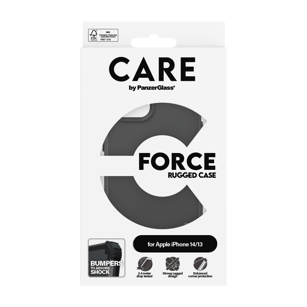 CARE by PanzerGlass Handyhülle »Force Rugged Case für Apple iPhone 14/13«, Backcover, Schutzhülle, Handyschutzhülle, Case, Schutzcase, stoßfest
