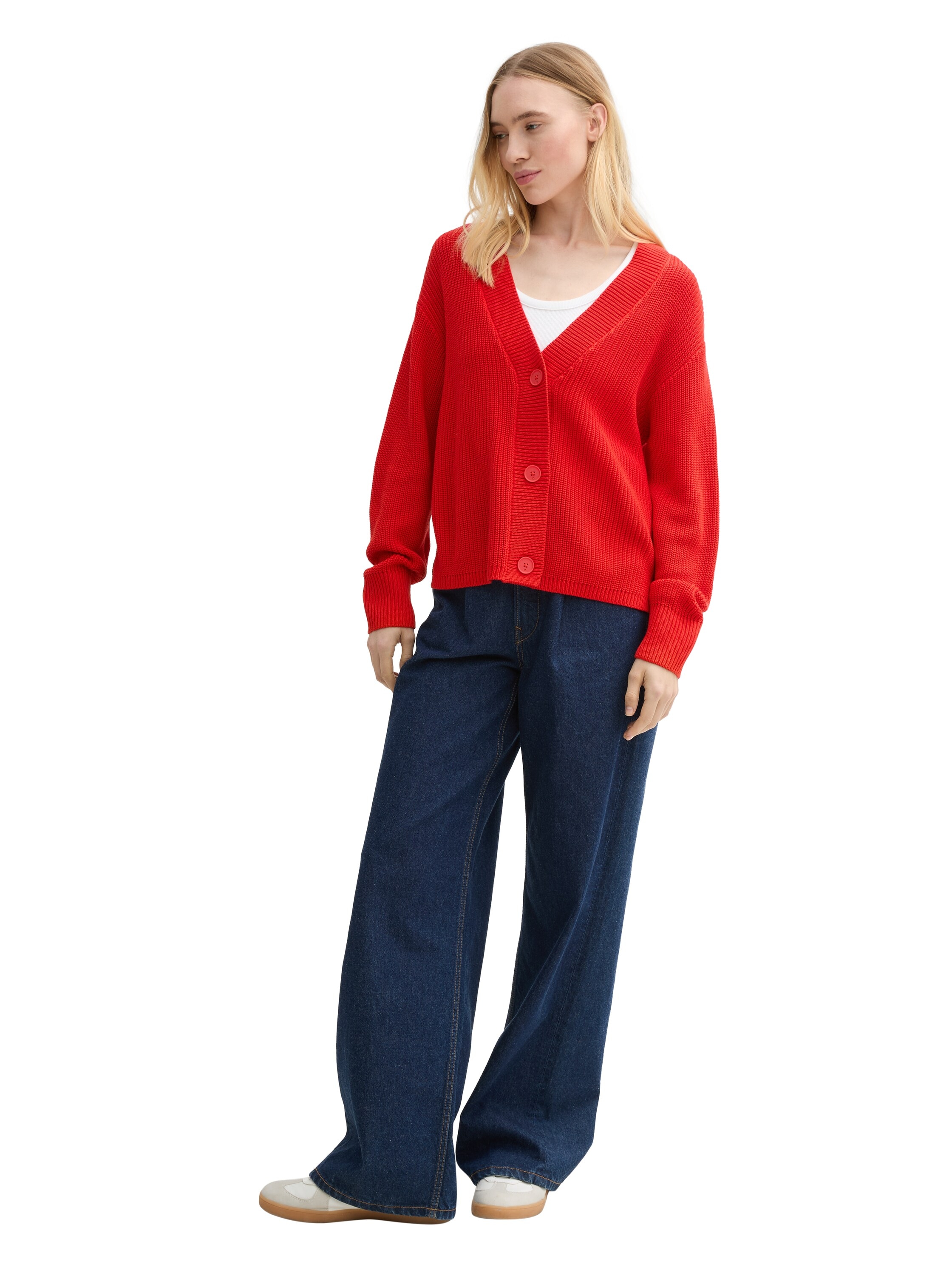 TOM TAILOR Denim Cardigan, mit Strickstruktur und Knopfleiste