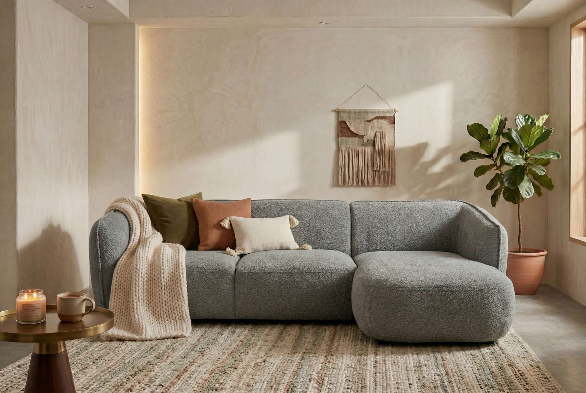 OTTO home Ecksofa "OSTRUP Rundsofa, L-Form, Naturtöne, Boucle oder Chenille" Breite 280 cm, organische Form mit sanften Rundungen