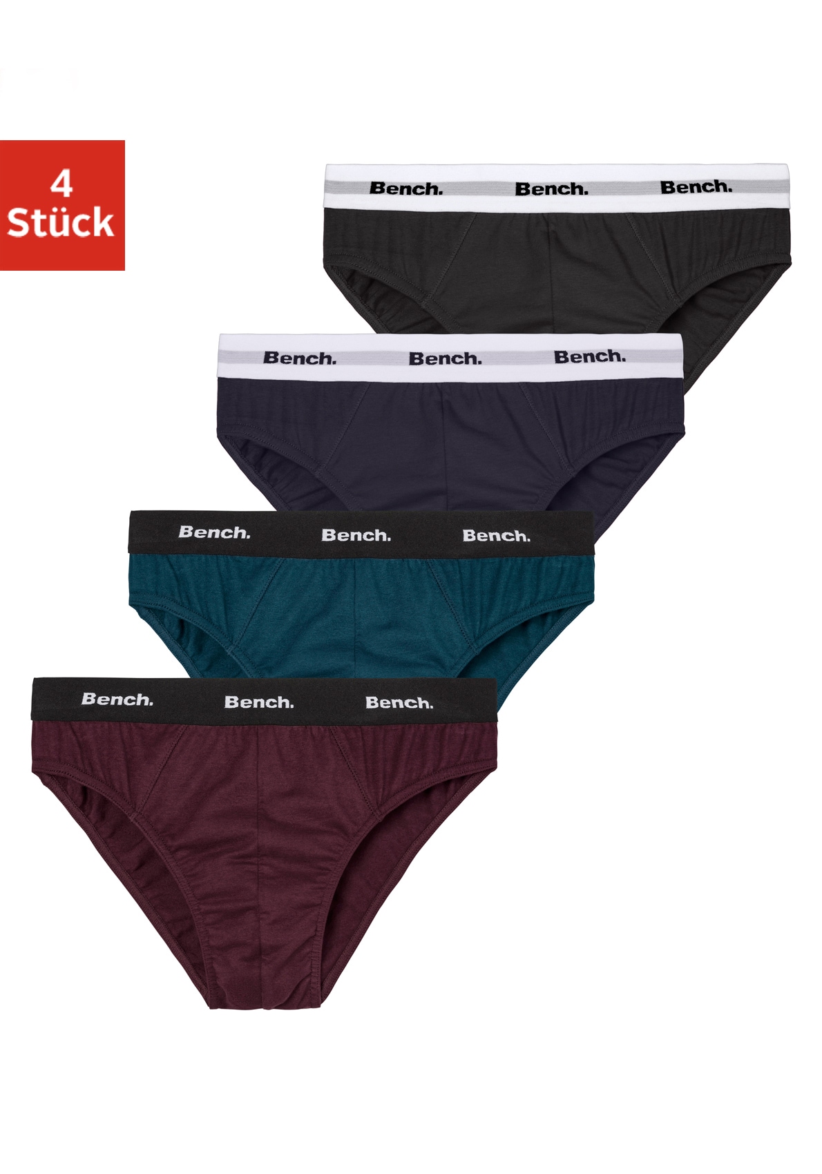 Bench. Slip Packung, 4 Stk. mit kontrastfarbigem Webbündchen günstig online kaufen