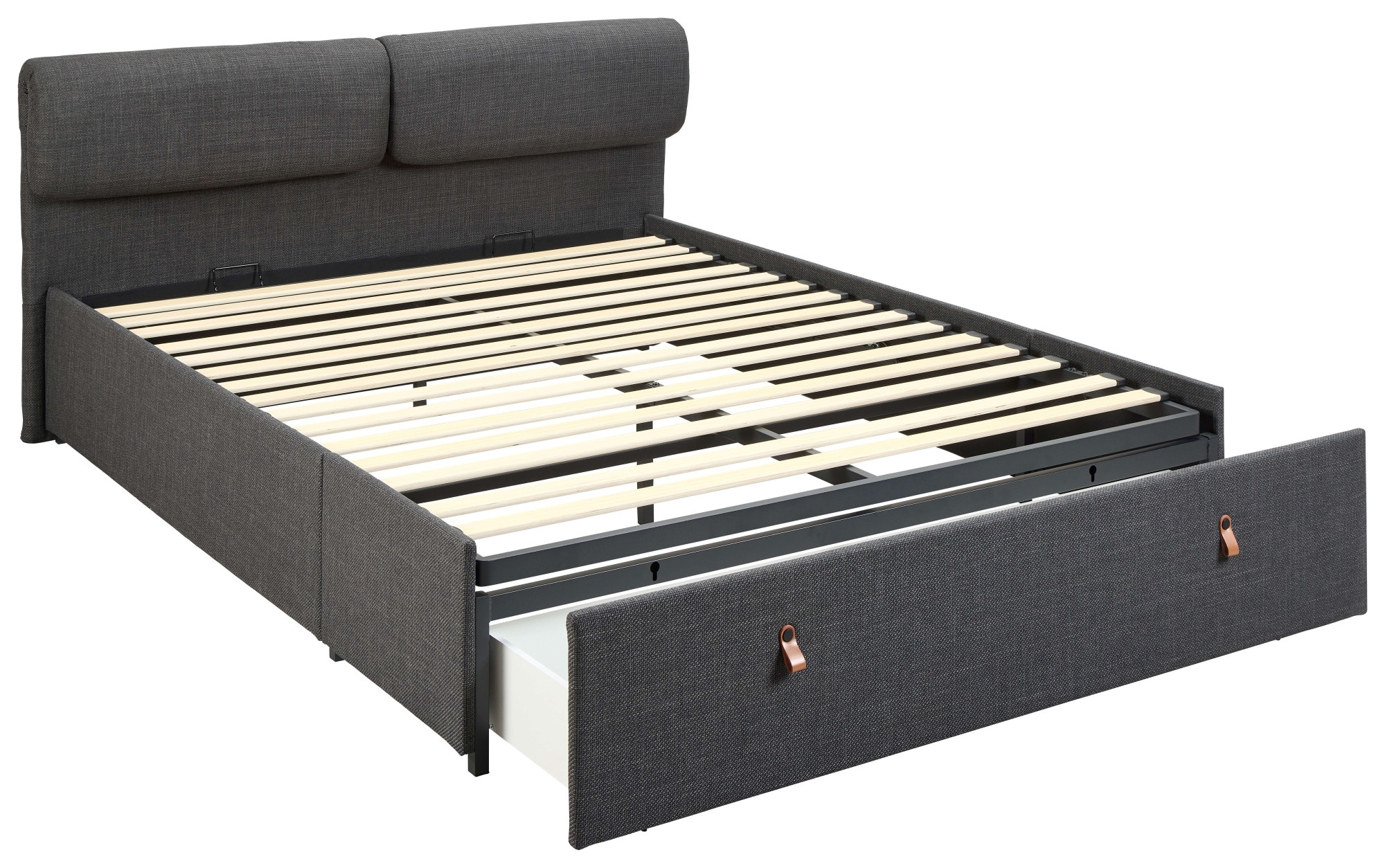 ACTONA GROUP Polsterbett »Calvi«, Bett, dunkelgrau, schwarz, verstellbar, versteckter Stauraum,160x200cm