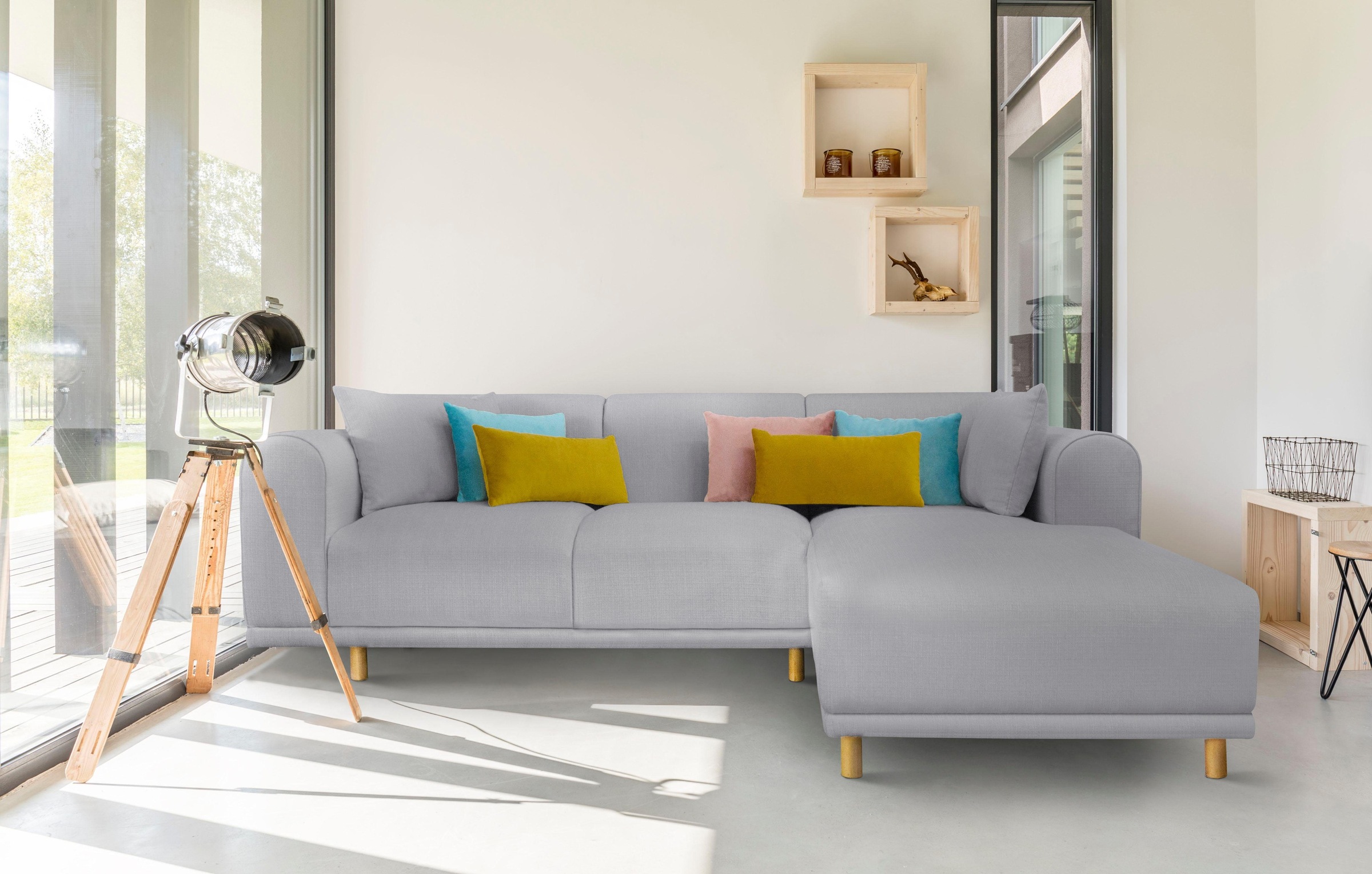 andas Ecksofa »Maroon L-Form«, in skandinavischem Design, mit losen Kissen
