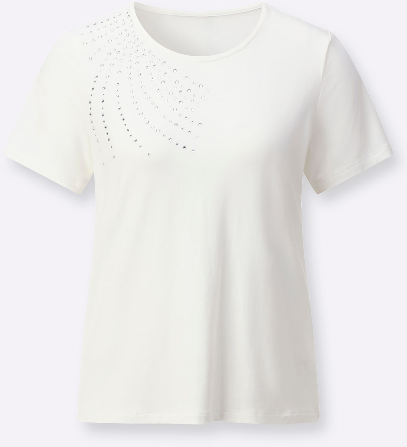 Rundhalsshirt CREATION L "Viskose-Shirt", Damen, Gr. 44, ecru, 95% Viskose, 5% Elasthan, unifarben, Rundhals, Shirts Rundhalsshirt 3