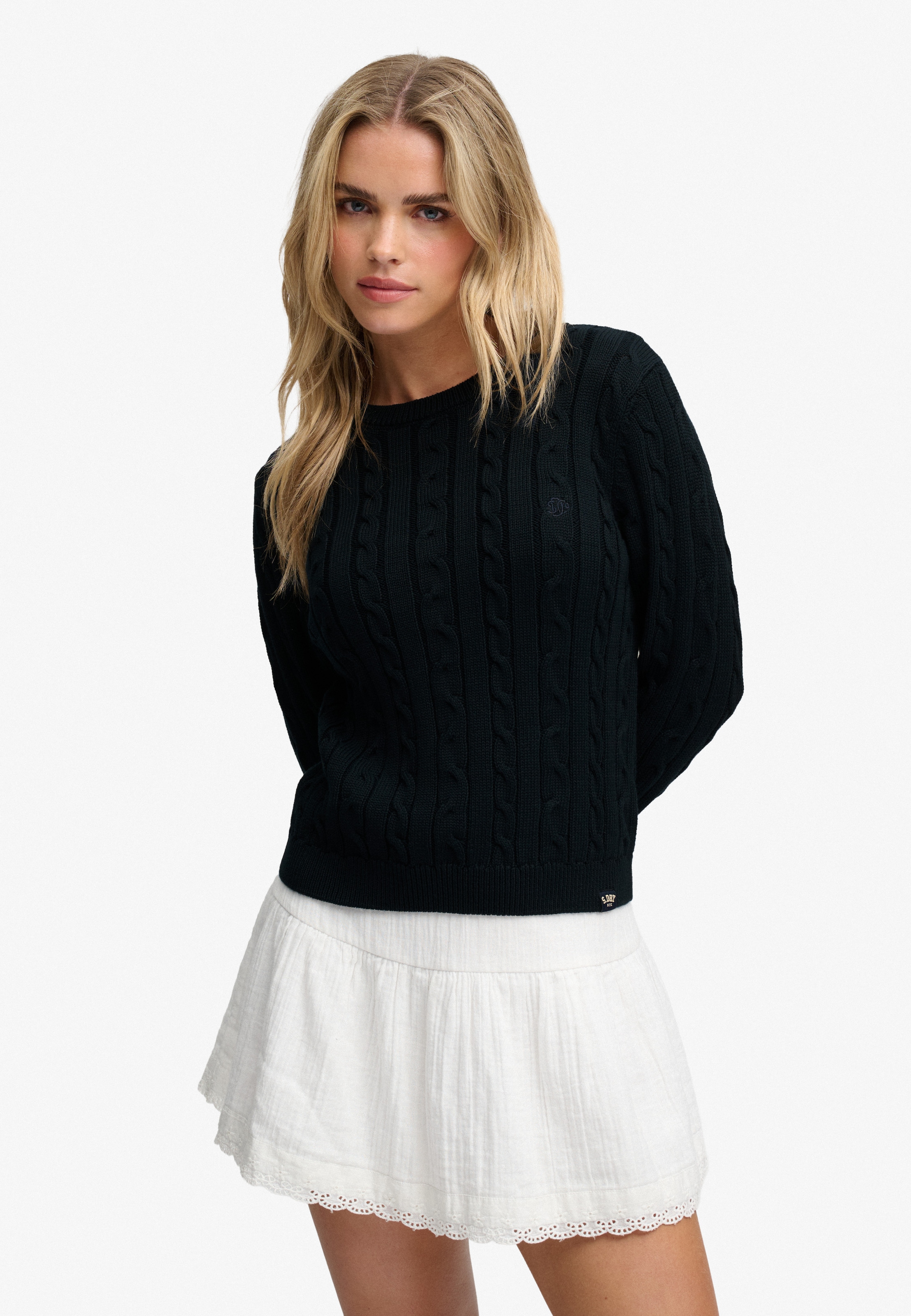 Superdry Strickpullover »ESSENTIALS SD&CO CABLE JUMPER« Kunstfaser, relaxed fit