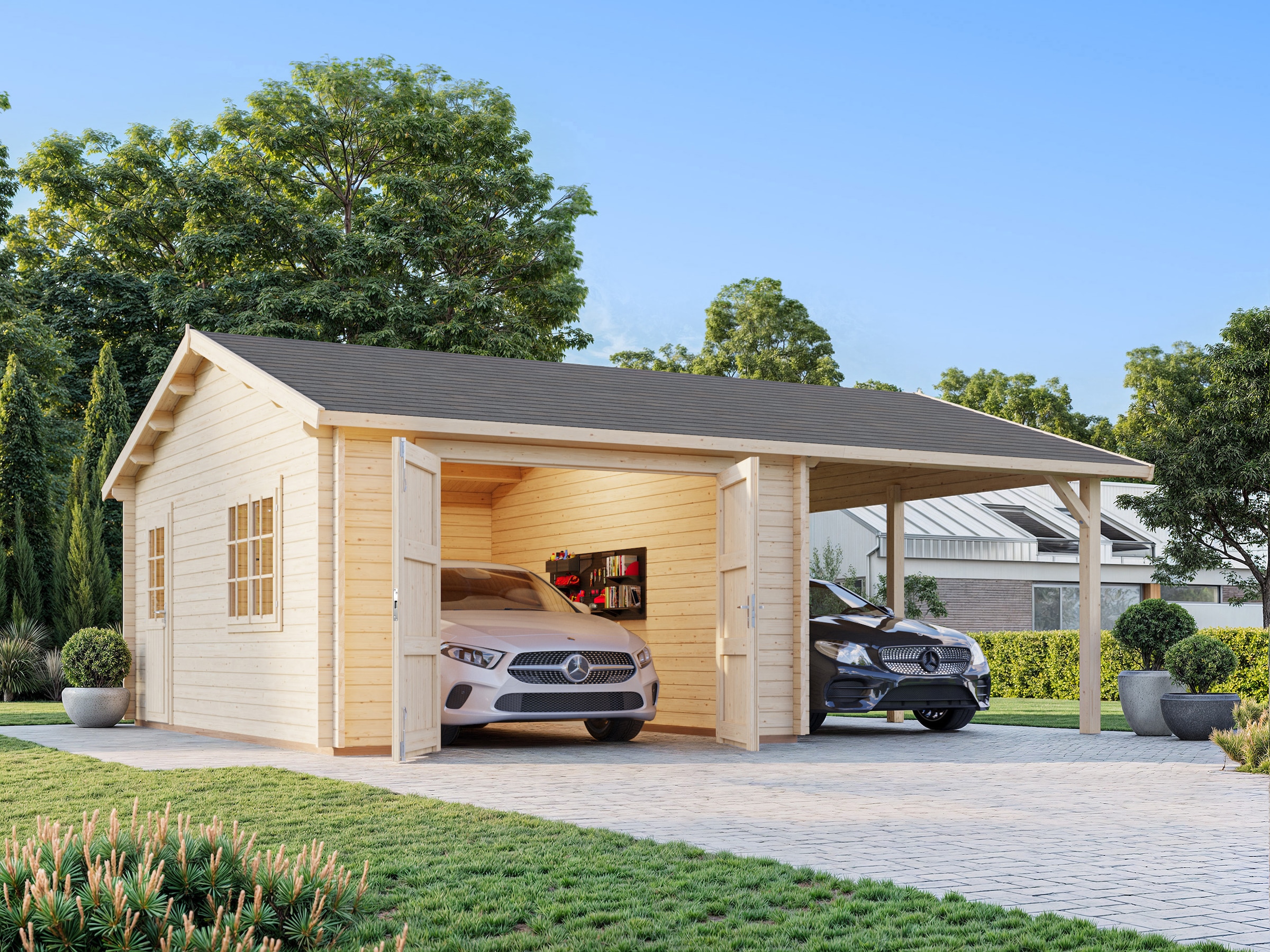 Palmako Garage »Roger, mit Holztor« BxTxH: 703x619x316 cm