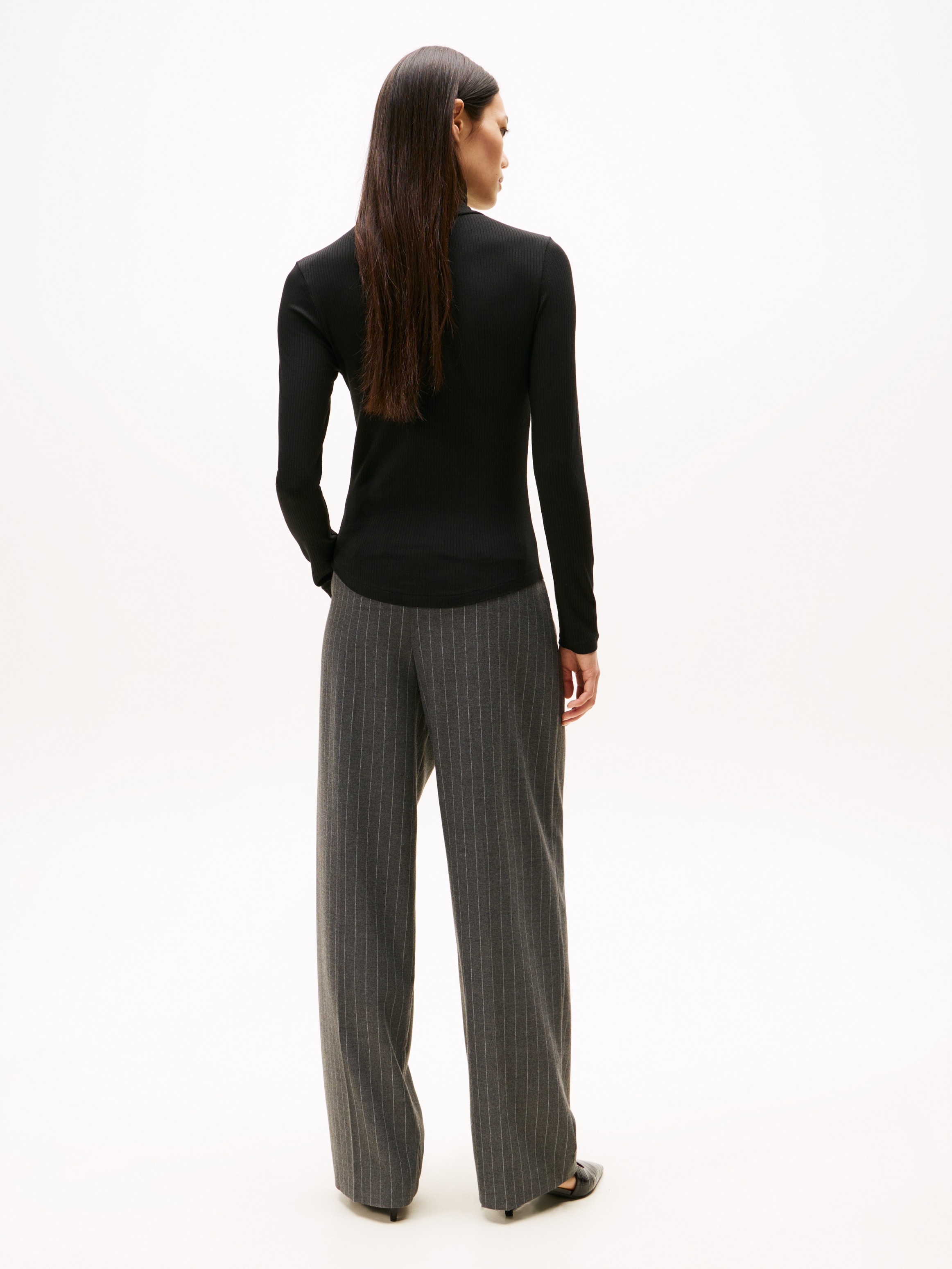 Tommy Hilfiger Langarmshirt »SLIM 5X2 RIB ROLL-NK LS«, in gerippter Struktur