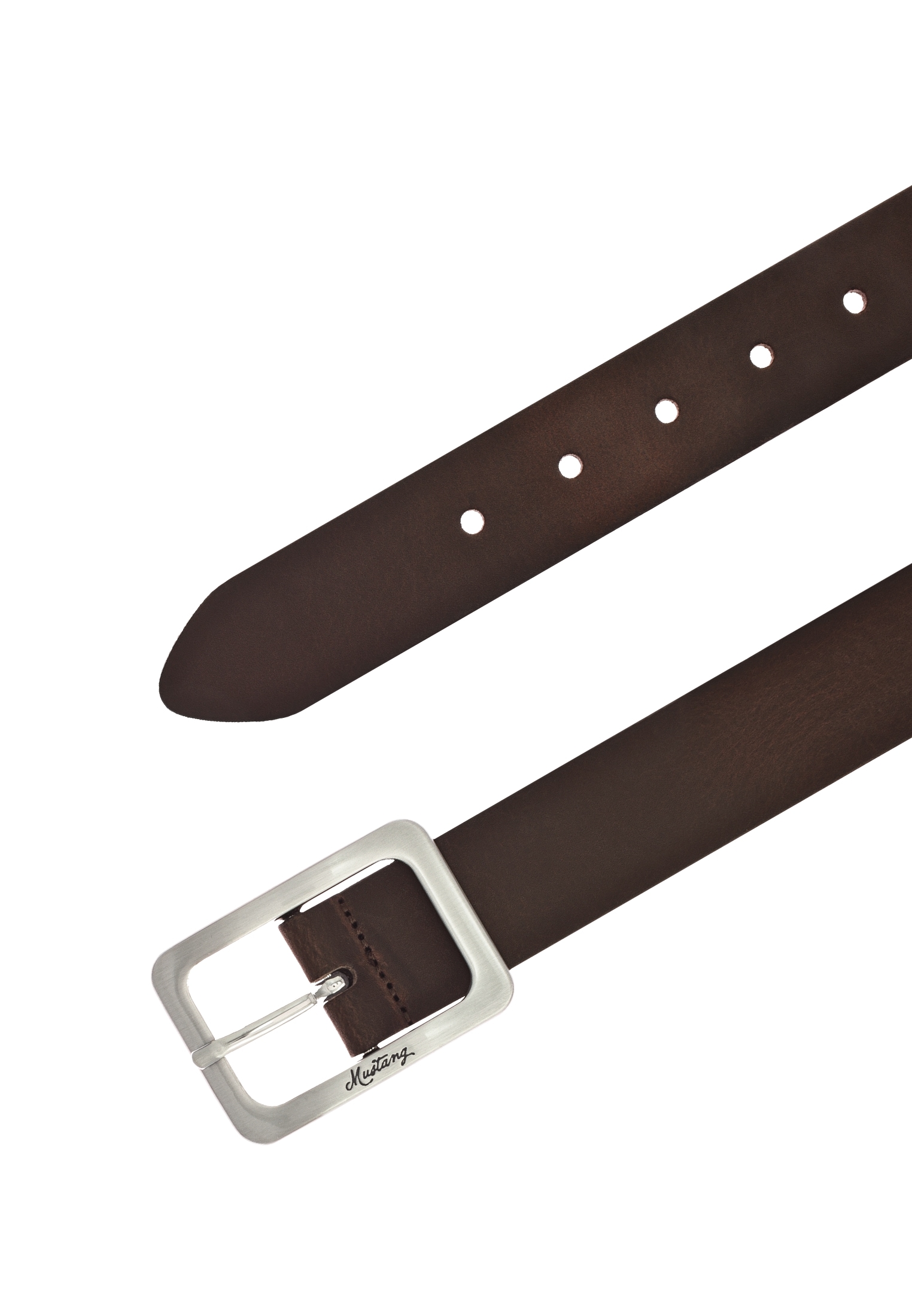 MUSTANG Ledergürtel, Eckige, mattfarbene Schließe, 3,5 cm