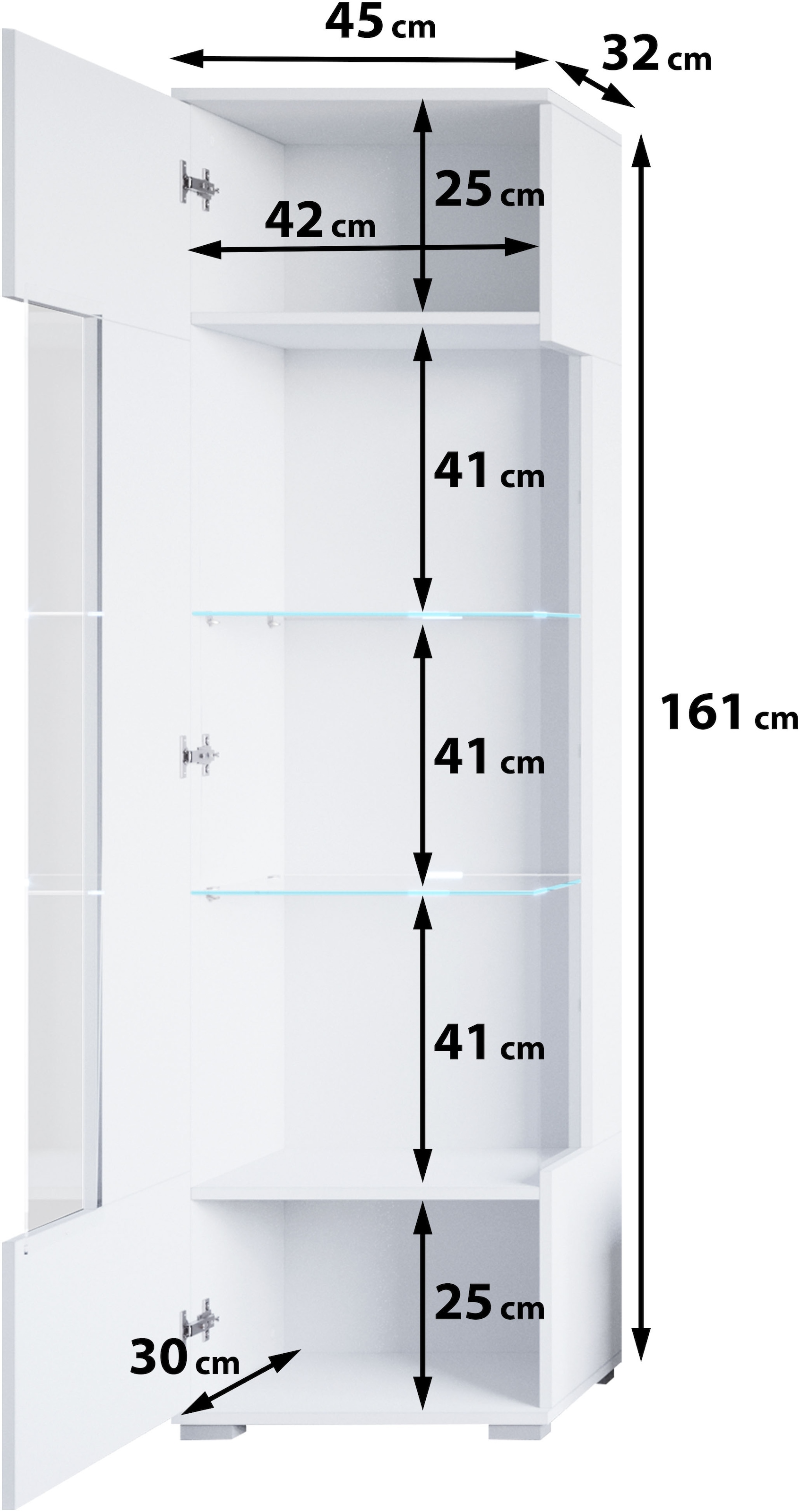 INOSIGN Vitrine »Kenia, stehend und hängend, Türanschlag wechselbar«, (1 St.), Vitrineschrank mit Glastüren 160 cm Höhe