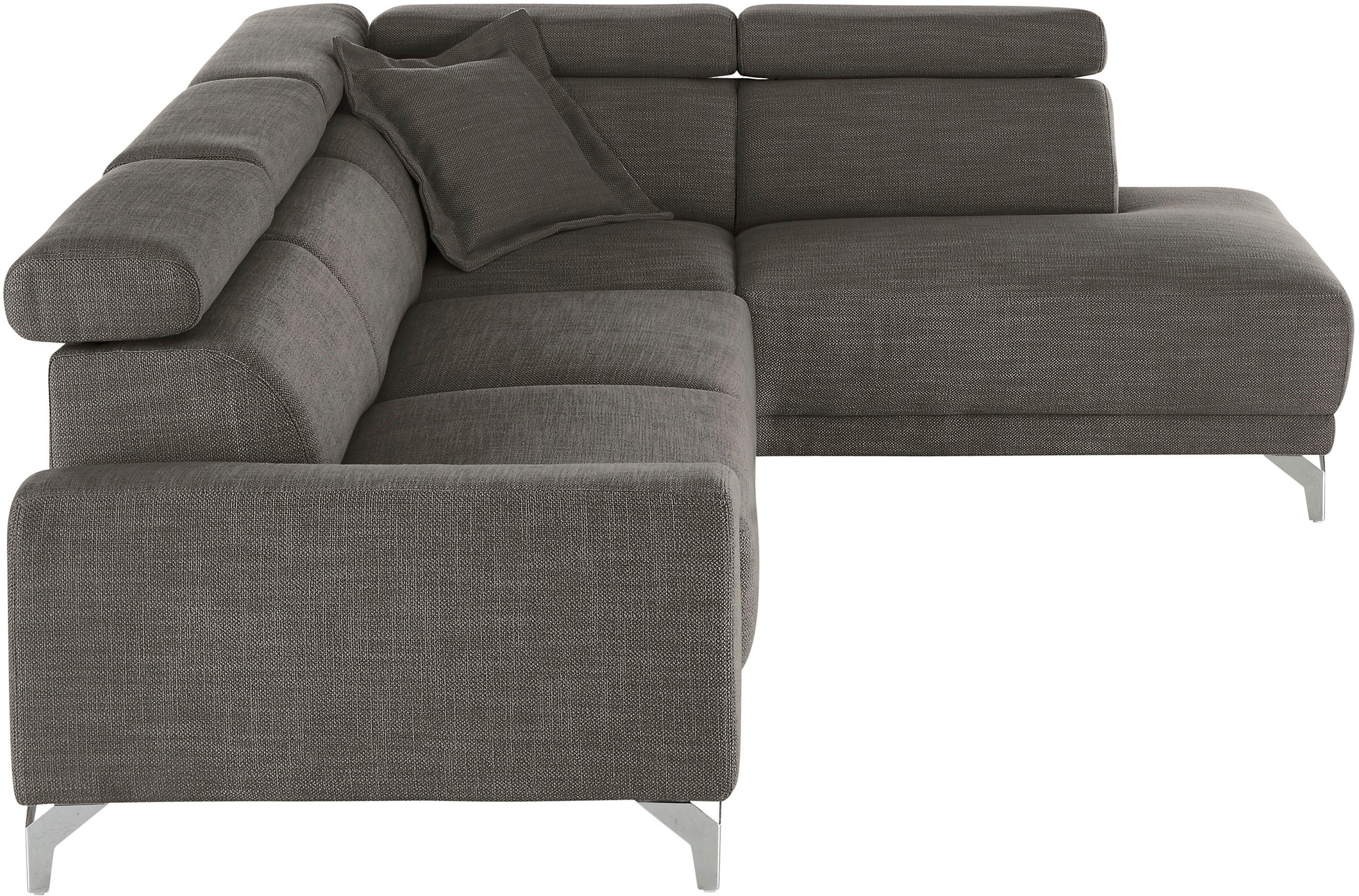 3C Candy Ecksofa »Greve Sofa immer mit manuelle Kopfteilverstellungen, modern, elegant«, wahlweise motorischer Sitzvorzug, bequem und zeitlos, L-Form