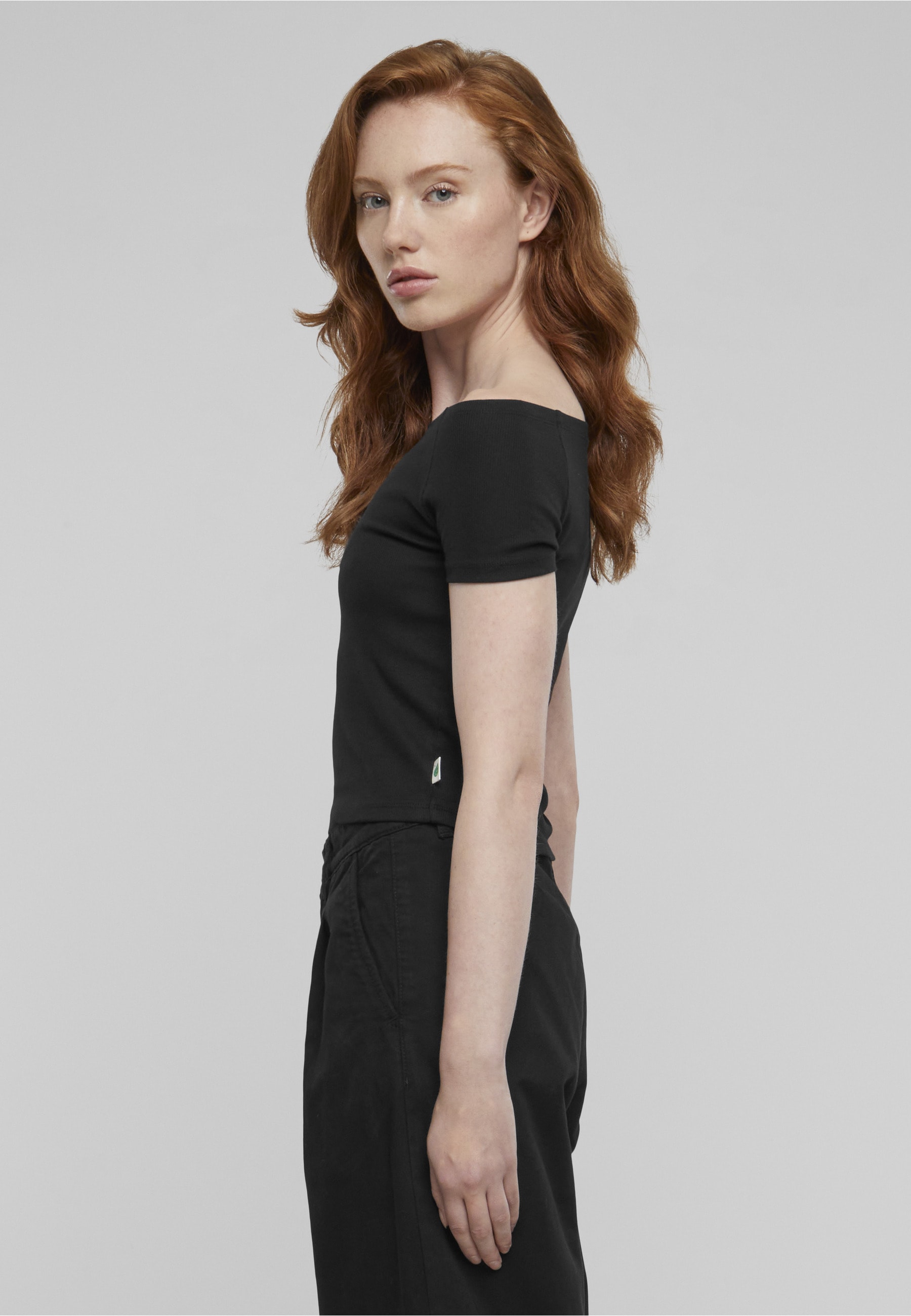 URBAN CLASSICS T-Shirt »Urban Classics Damen Ladies Organic Off Shoulder Rib Tee« 1 Stk.