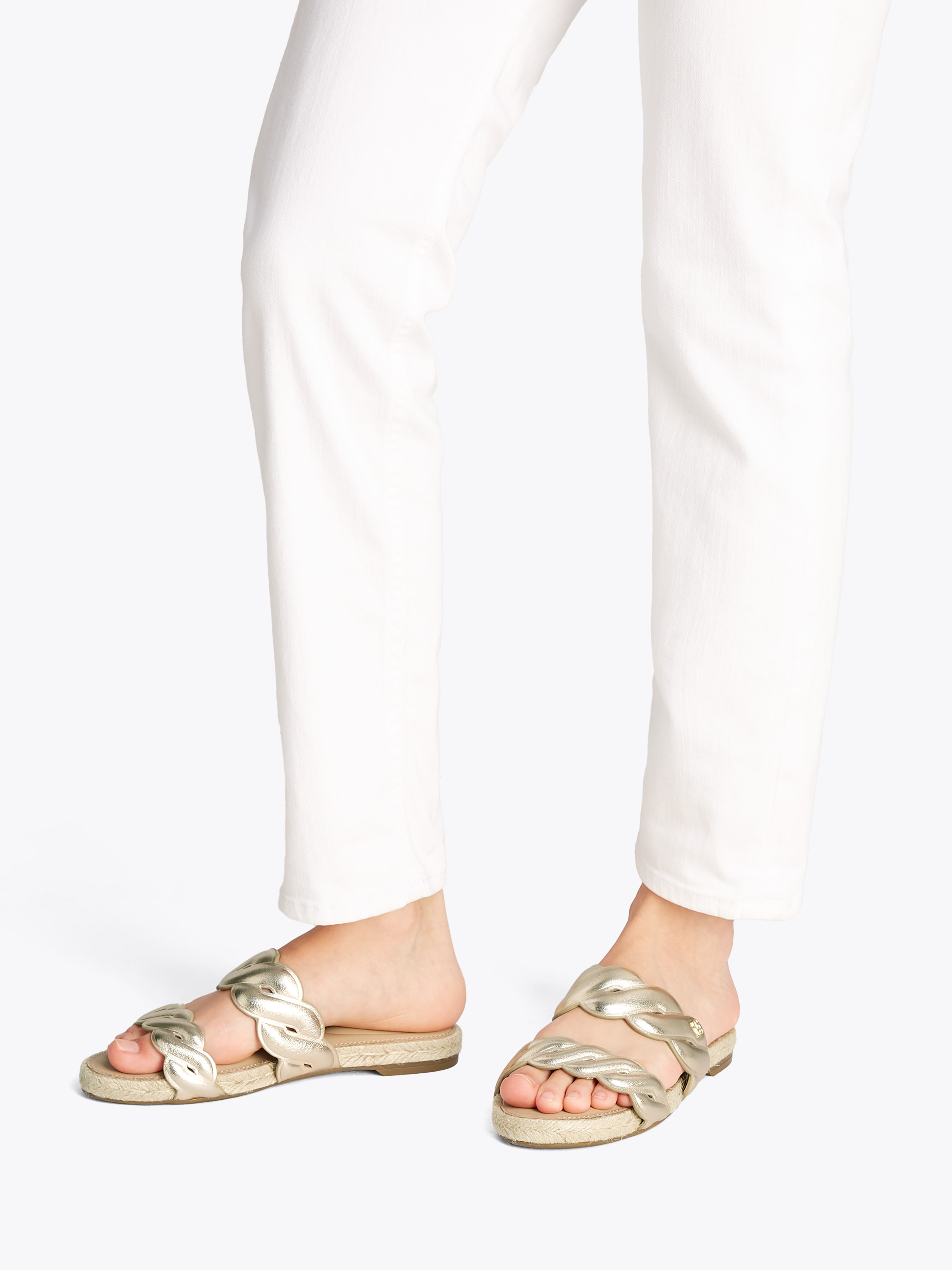 Tommy Hilfiger Pantolette »METALLIC ROPE ESPADRILLE MULE«, Plateau, Sommerschuh, Flats, Bequemschuh mit geschungener Bandage