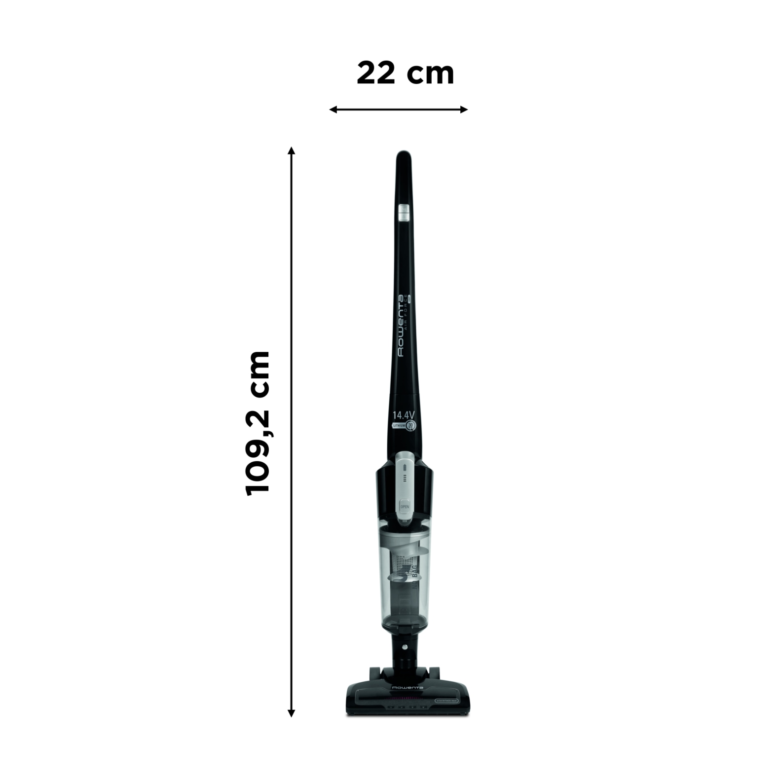 Rowenta Akku-Stielstaubsauger »Air Force Light, kabellos, LED- Düse, beutellos Bodenstaubsauger«, 14,4 Volt Lithiumionen- Akku, leichtes und kompaktes Design, RH6545