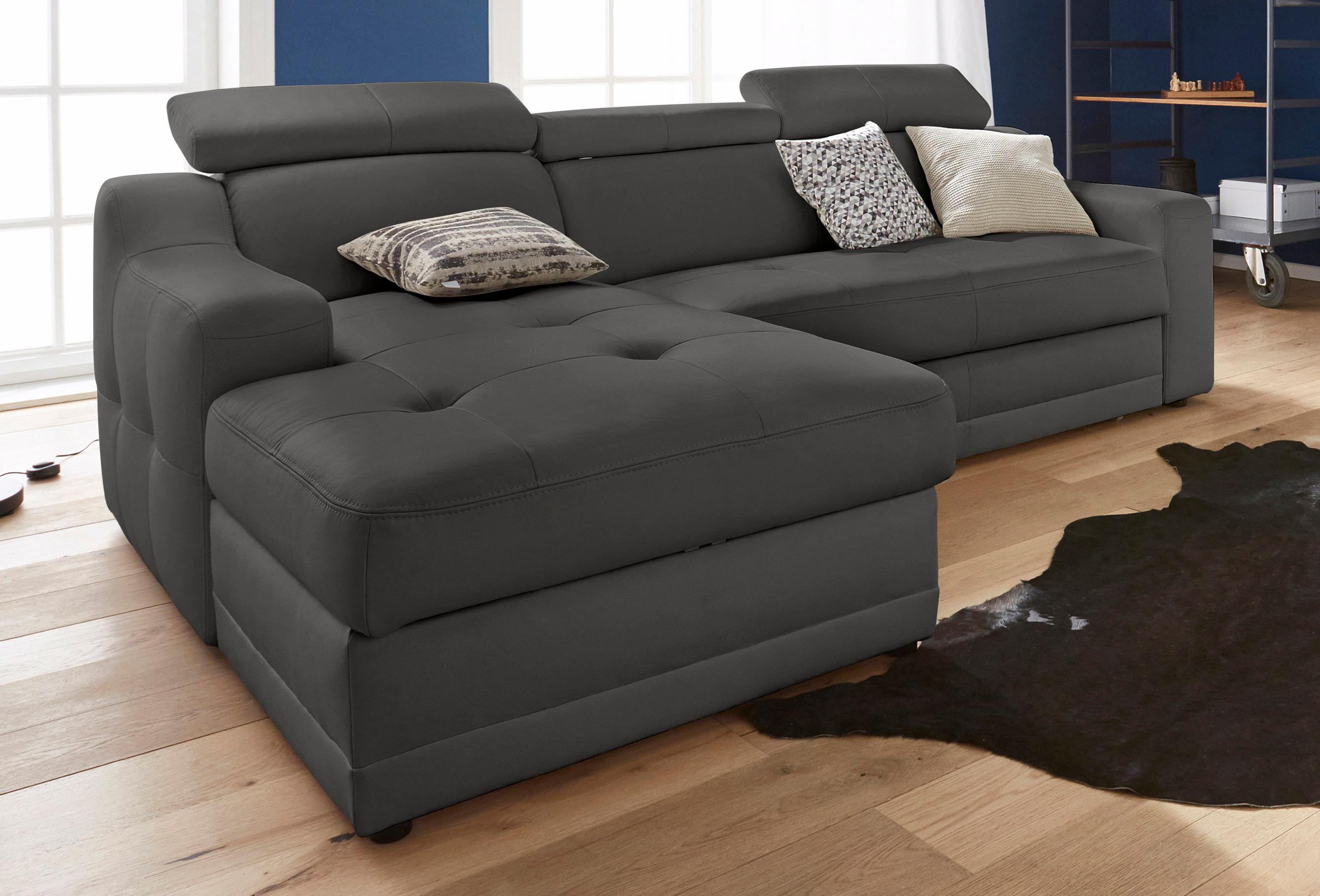 exxpo - sofa fashion Ecksofa "Lotos, bequem und funktionell, Federkern, Breite 242cm, L-Form" mit Kopf- bzw. Rückenverstellung, wahlweise mit Bettfunktion