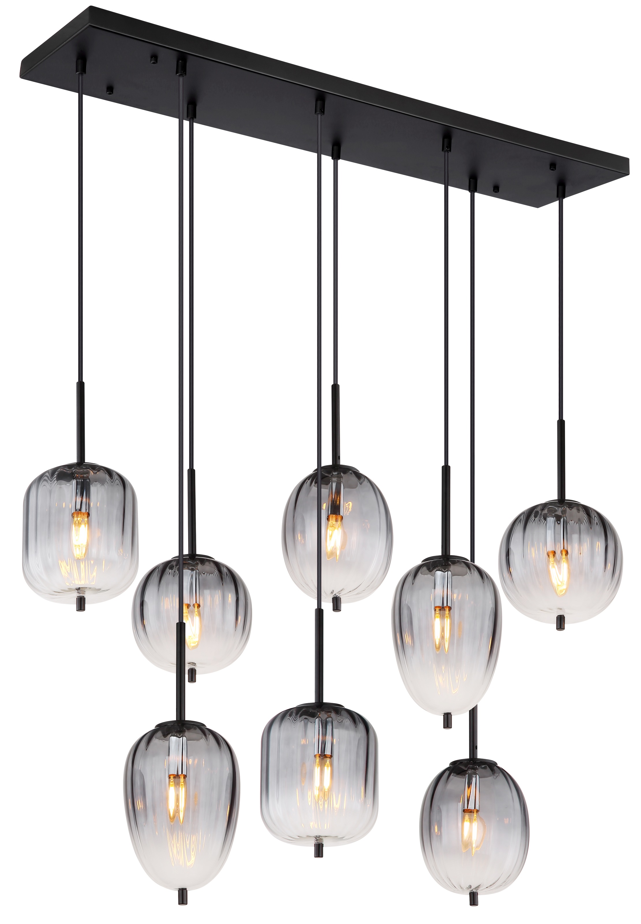 GLOBO LIGHTING Hängeleuchte »ATTILA«, Leuchtmittel E14 | ohne Leuchtmittel, Hängelampe/Pendelleuchte/verschiedene Gläser/Glas rauchfarben