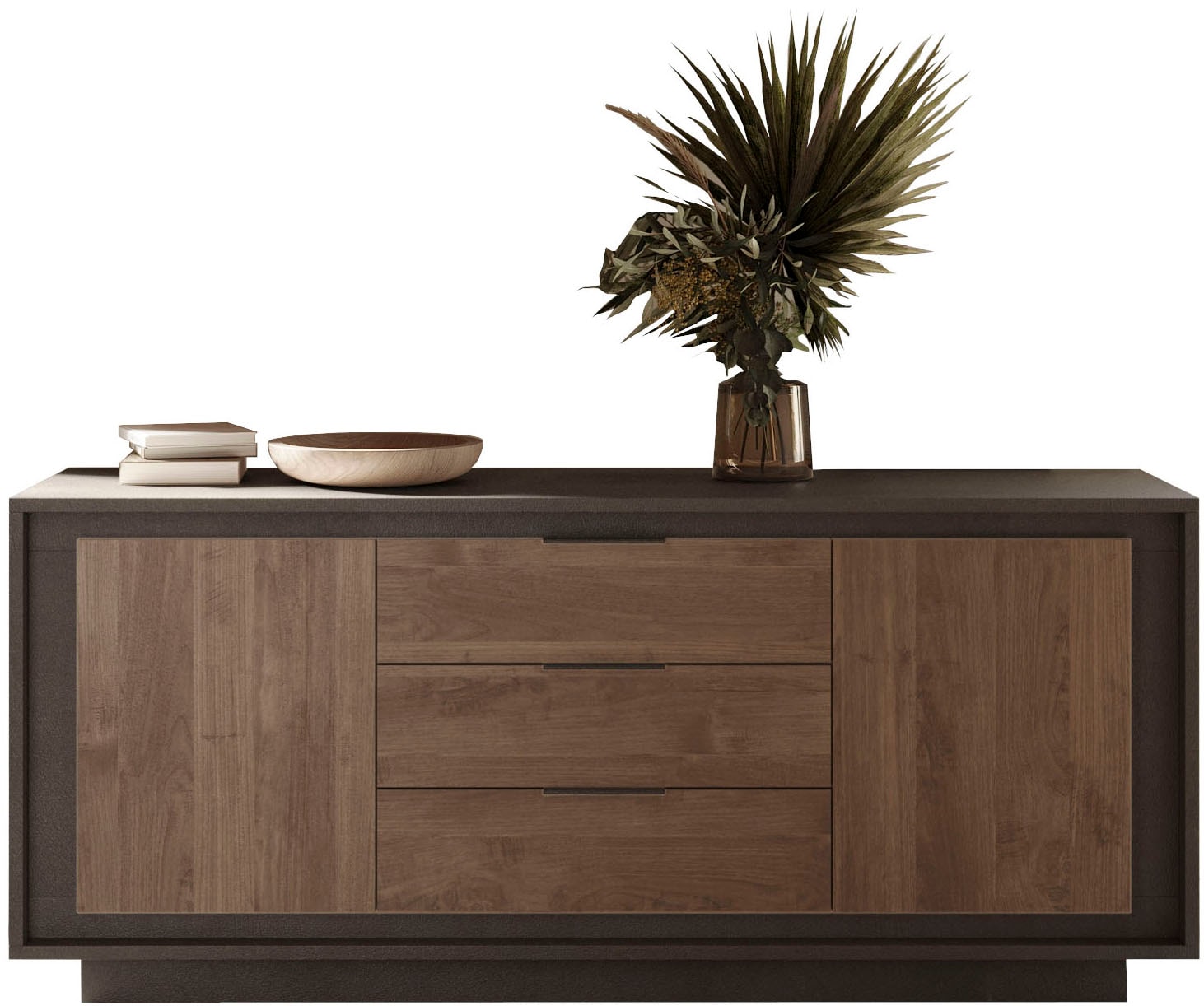 Home affaire Sideboard "Sky, B/T 180/50 cm, Kommode/Stauraumschrank, 2 Türen, 3 Schubkästen" Softclosing, Korpus & Front 22 mm stark, Rahmen-Optik, Metallgriffe