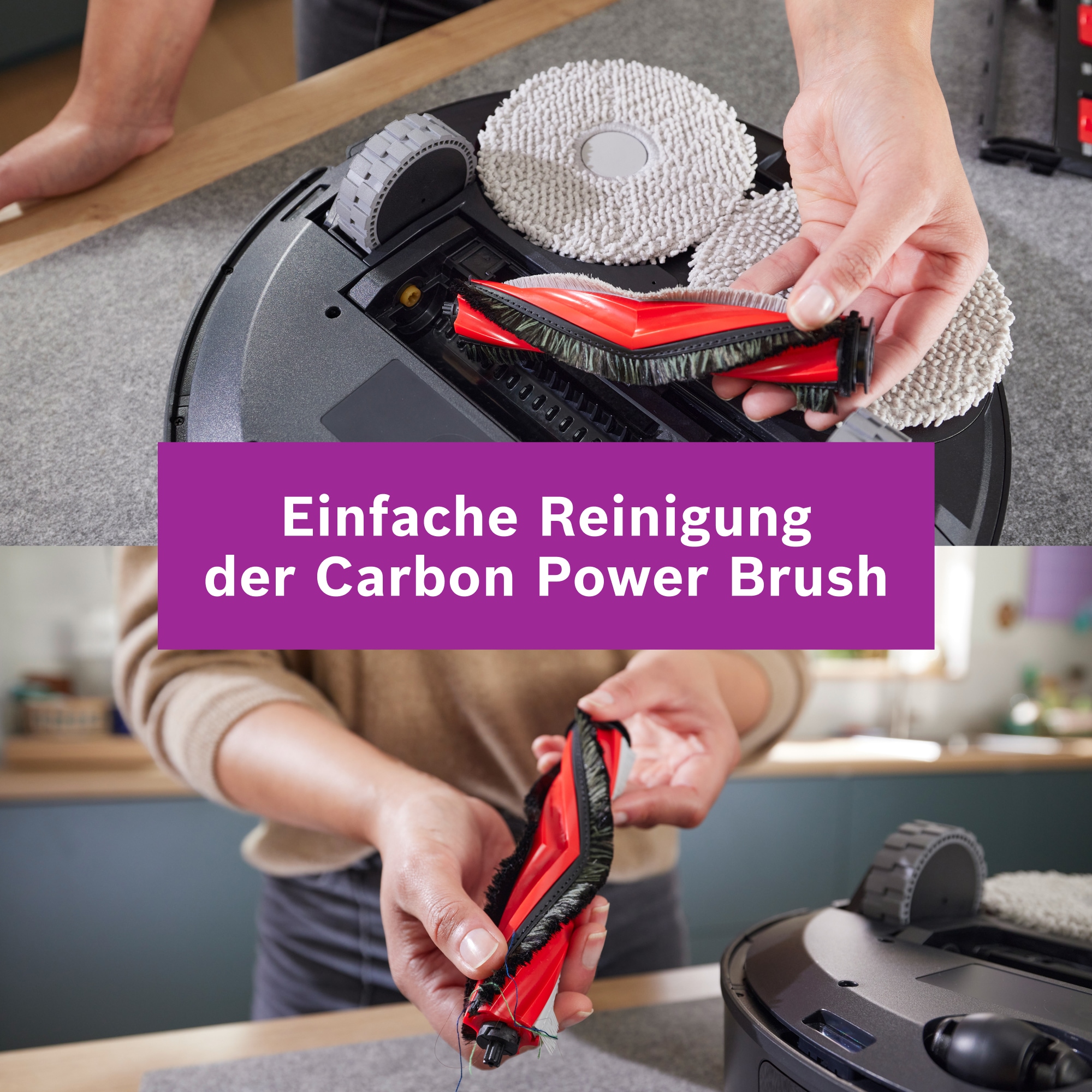 BOSCH Saugroboter »Spotless Max BCRDW3B, rotierende Wischpads, 70°C Selbstreinigung«, Datensicherheit, 11.000 Pa Saugkraft, Absaugstation, Carbon Bürste