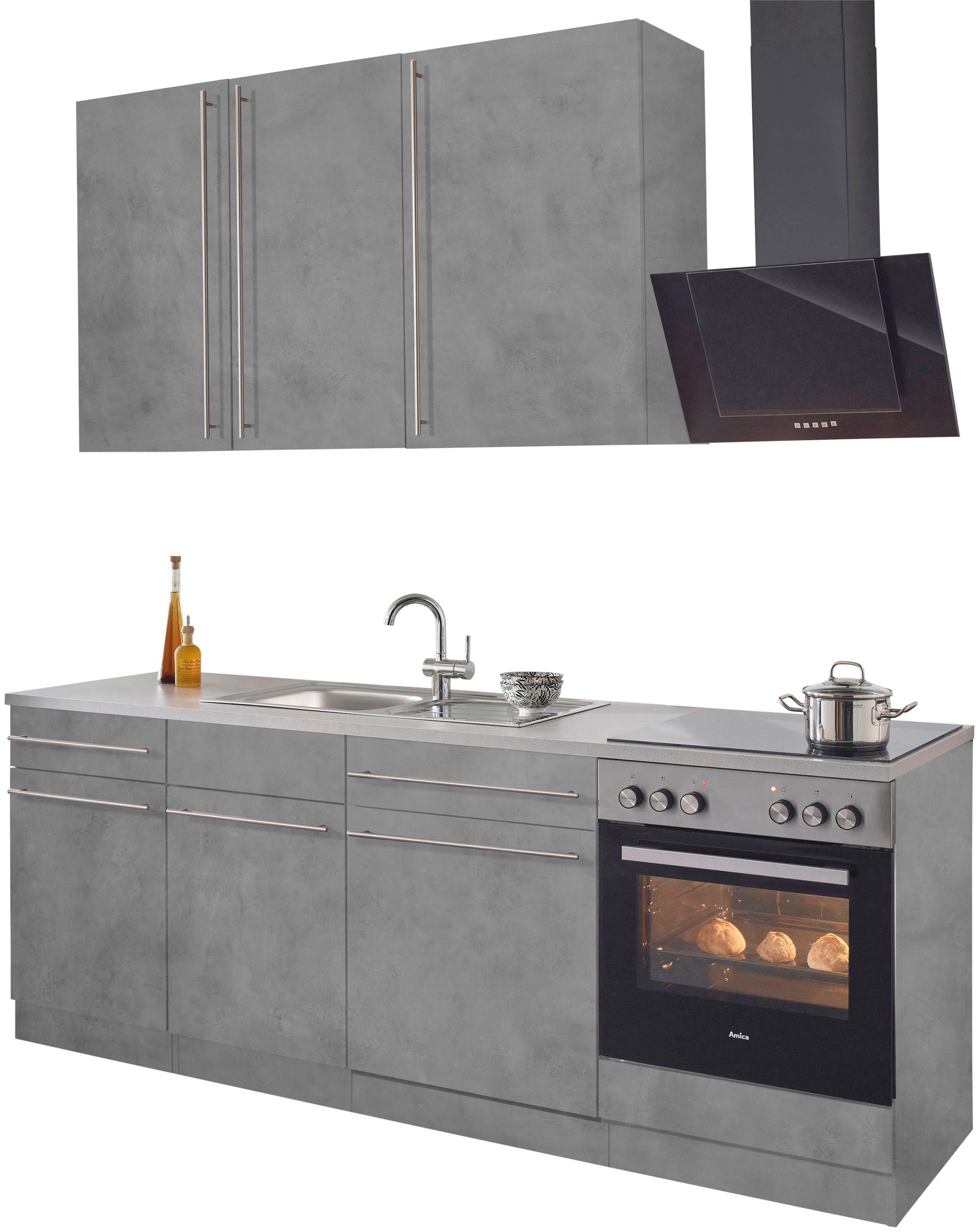 wiho Küchen Küchenzeile "Chicago, TOPSELLER" ohne E-Geräte, Breite 220 cm günstig online kaufen